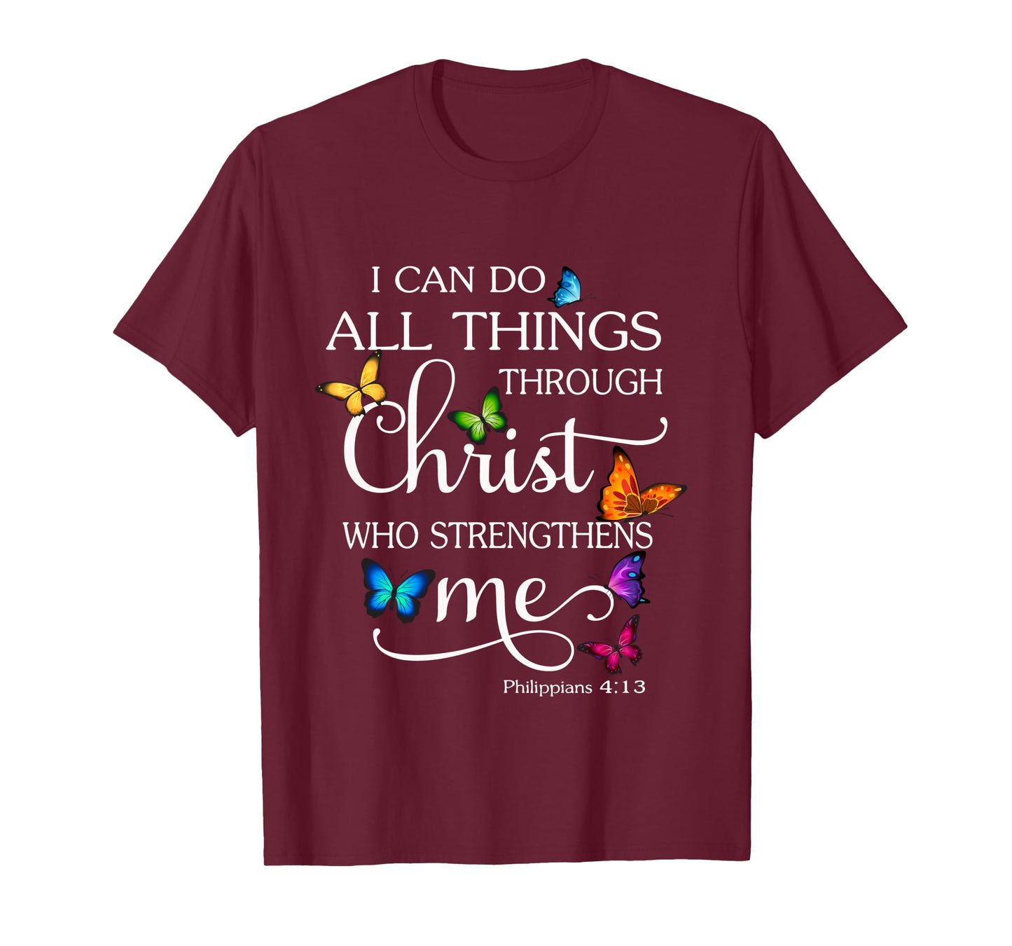I Can Do All Things Through Christ Butterfly Art - Religious Long Sleeve T-Shirt