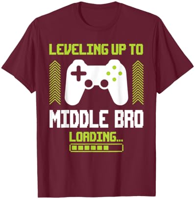 Leveled Up To Middle Brother Promoted To New Middle Brother T-Shirt - T-Shirt | Maroon