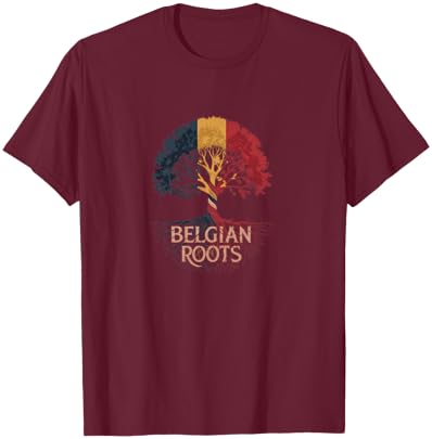 Belgian Roots - Belgium Flag Colors Family Tree Souvenir T-Shirt - T-Shirt | Maroon