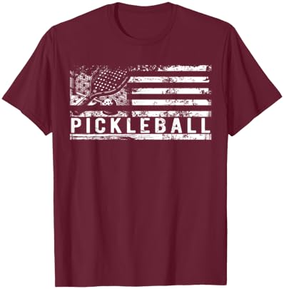 US Flag Pickleball American Pickleball Player T-Shirt - T-Shirt | Maroon