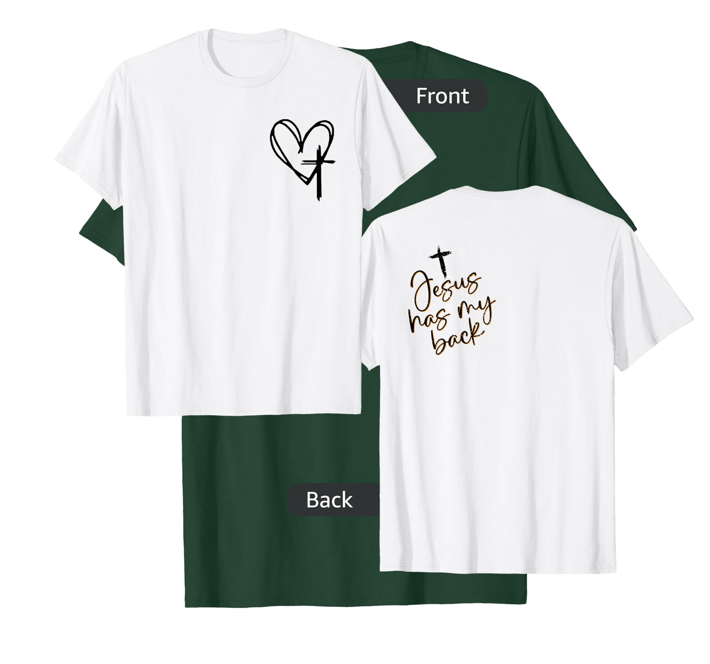 Vintage Christian Cross Heart - Jesus Has My Back T-Shirt