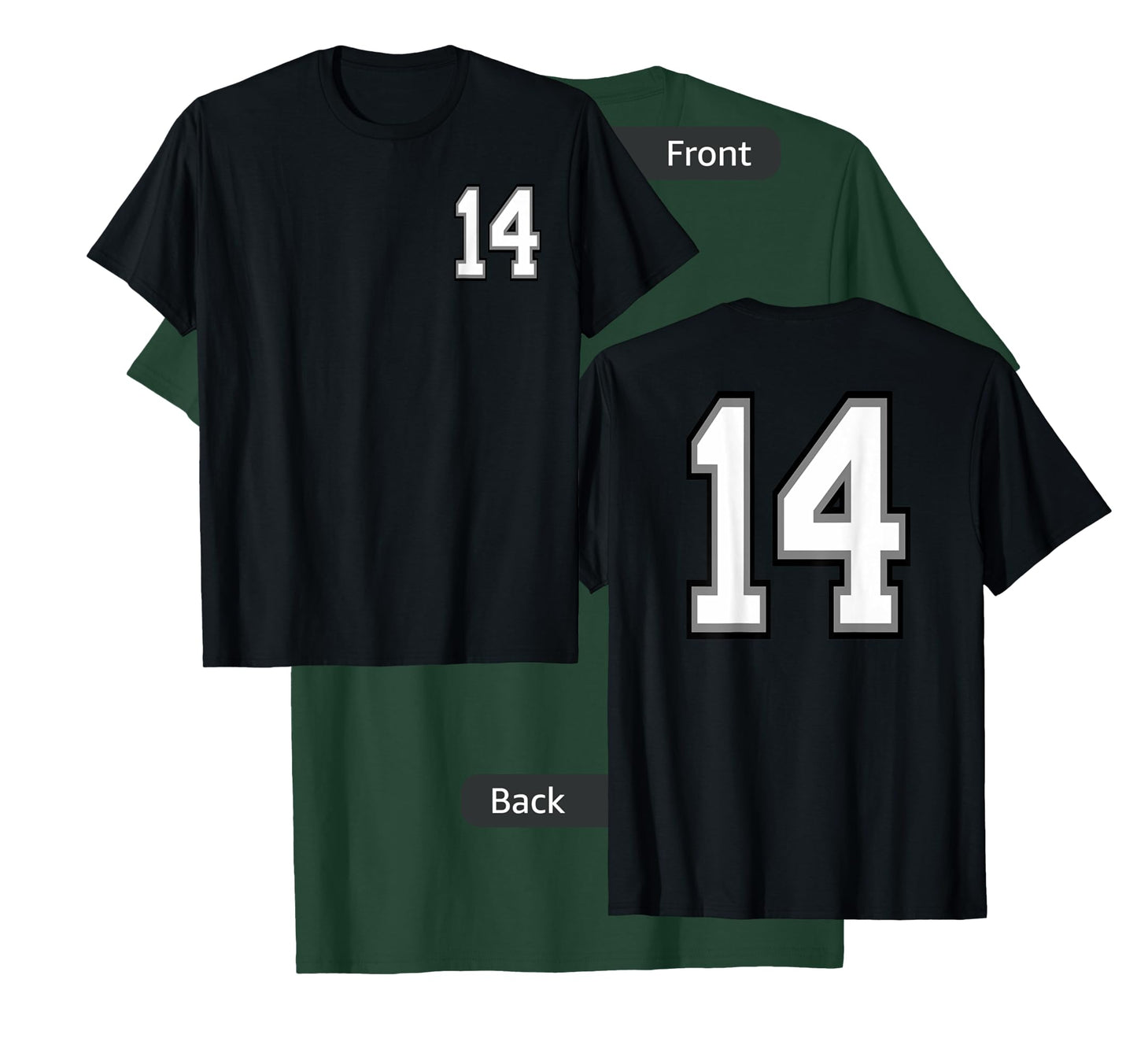 Number 14, 14 in Black, White and Gray T-Shirt