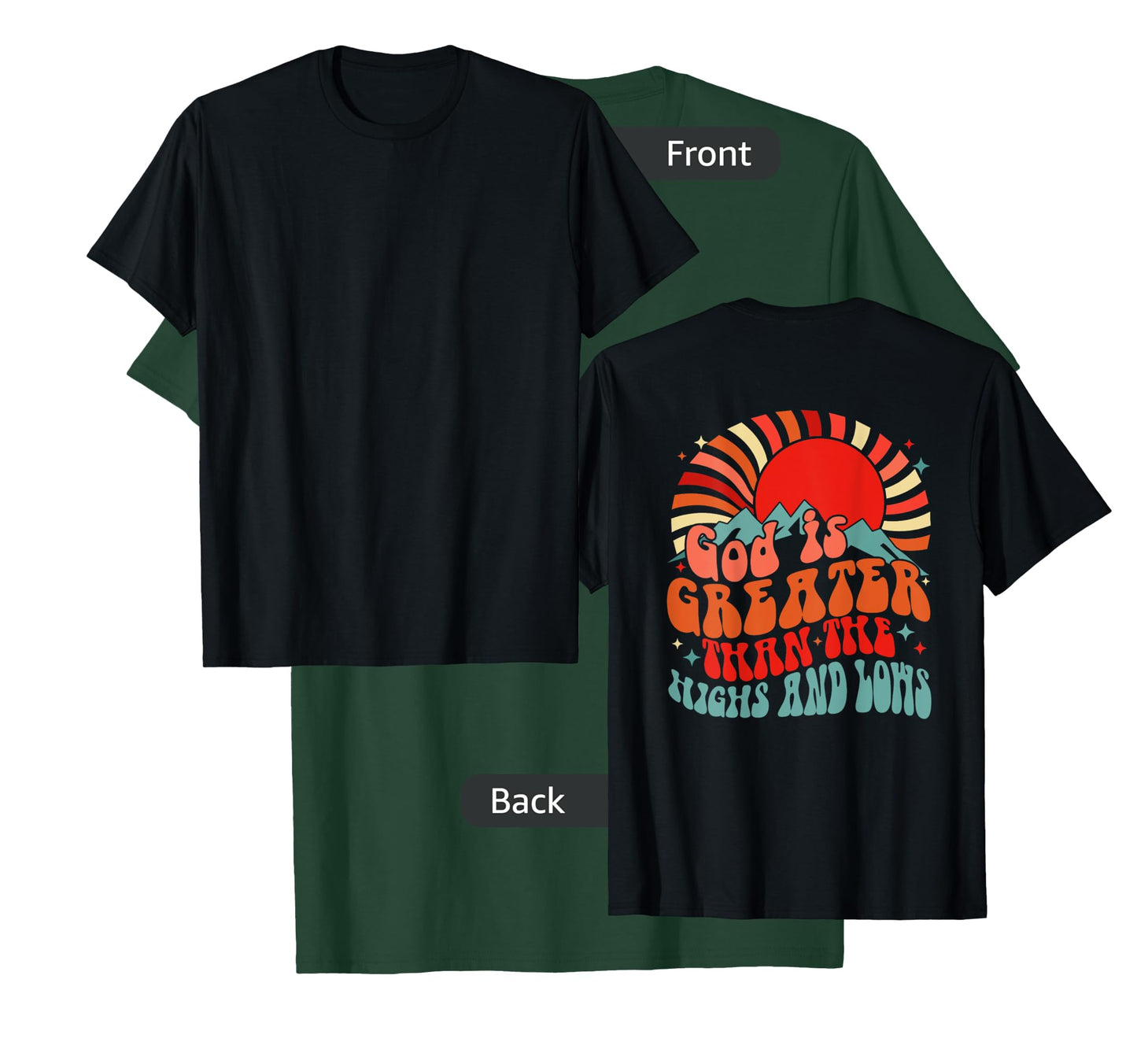 Vintage sunset mountain God is greater than the highs & low T-Shirt