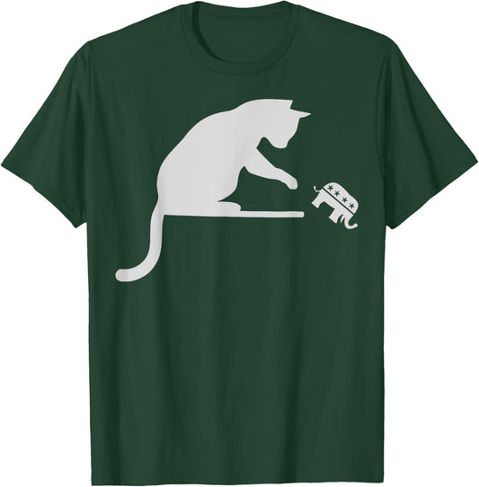 Cat Ladies For Kamala Kitty Knocking Republican Off Table T-Shirt - T-Shirt | Forest