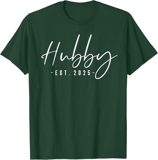 Hubby Est 2025 Just Married Honeymoon Husband Wedding Couple T-Shirt - T-Shirt | Forest