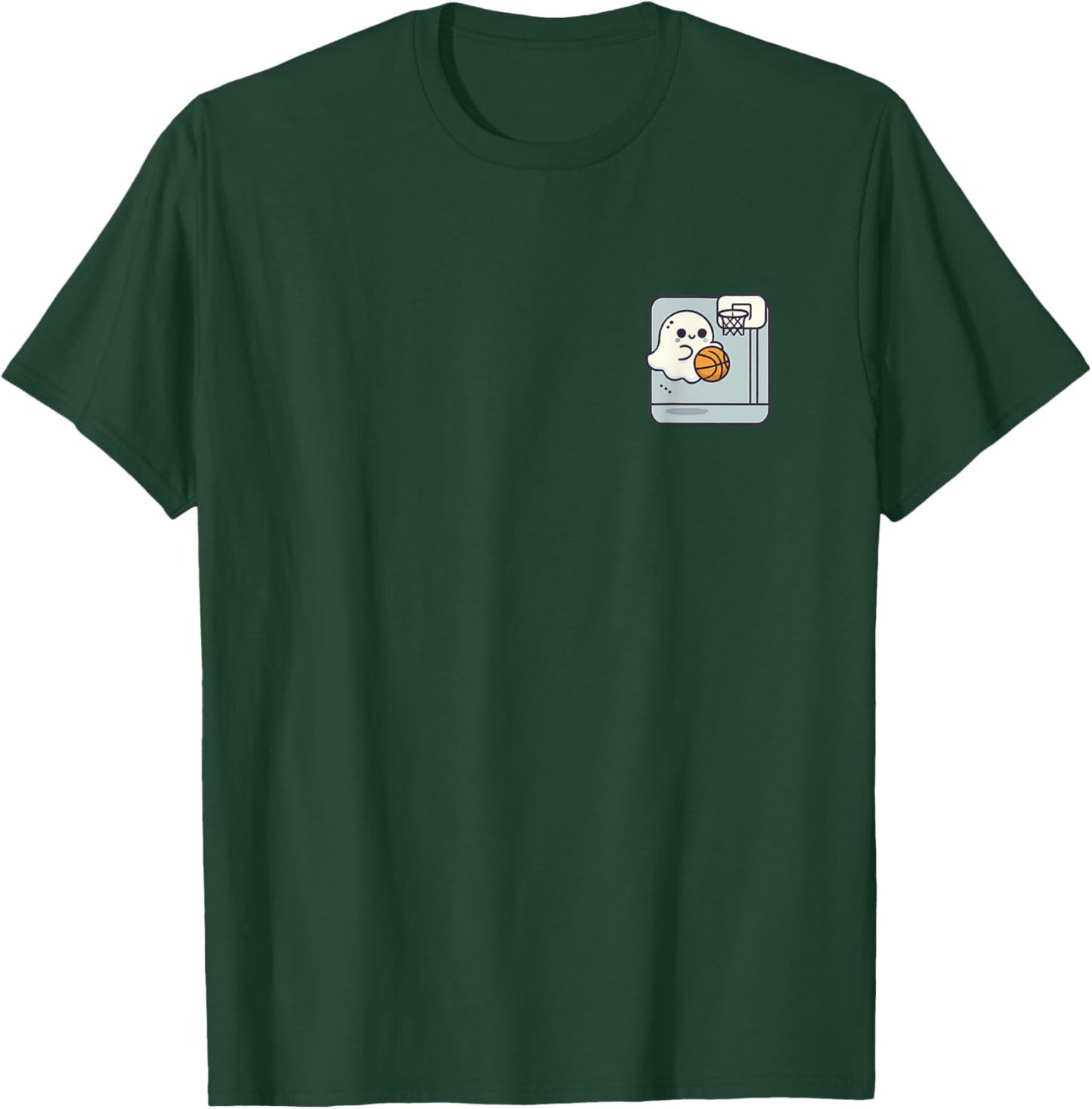 Ghost Playing Basketball Minimalist Funny Halloween Costume T-Shirt - T-Shirt | Forest