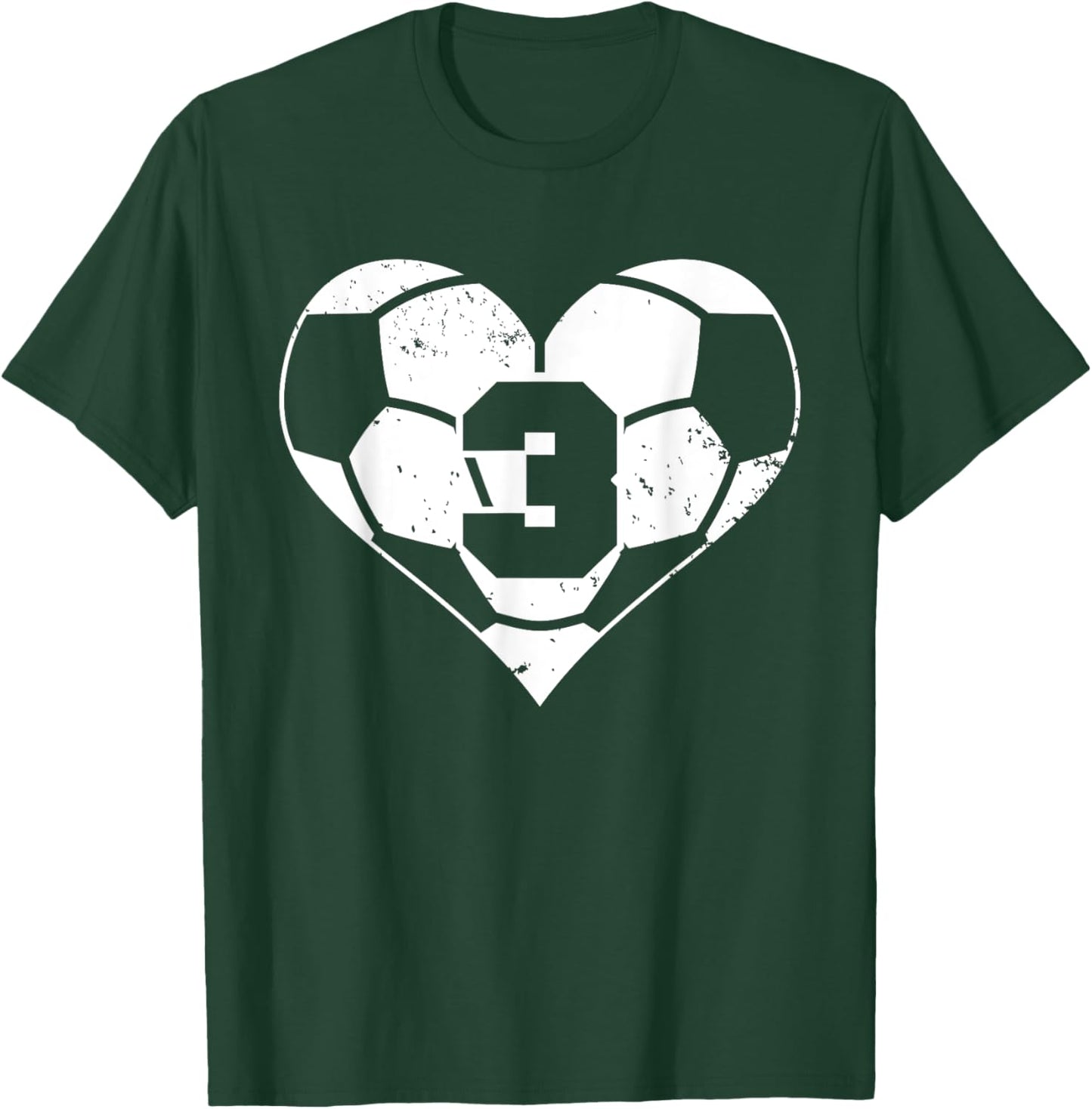 Soccer Number 3 Jersey Funny Soccer Heart Game Day T-Shirt - T-Shirt | Forest