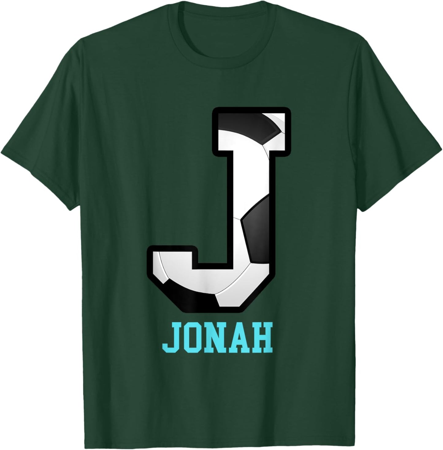 Field Goal Letter Jonah Alphabet Soccer T-Shirt - T-Shirt | Forest