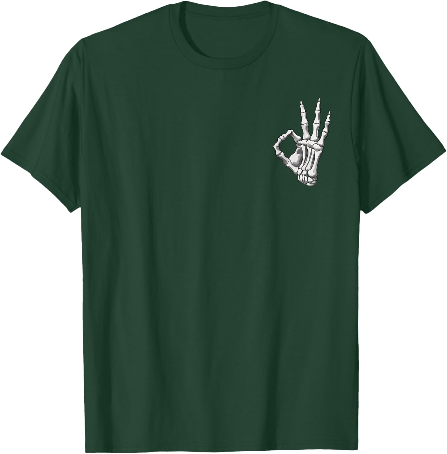 Skeleton Hand OK Sign Retro Halloween Pocket Men Women Girl T-Shirt - T-Shirt | Forest