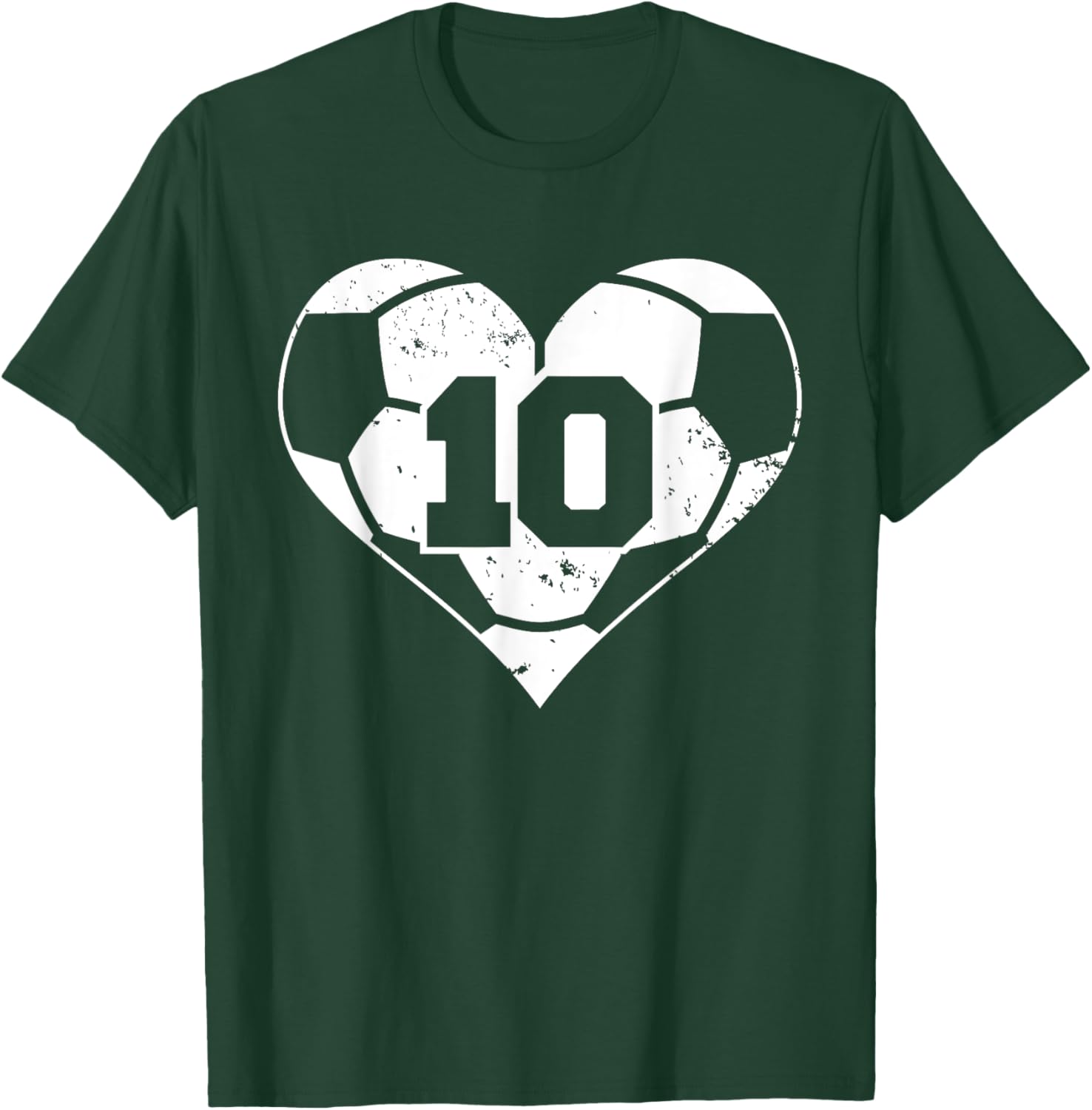 Soccer Number 10 Jersey Funny Soccer Heart Game Day T-Shirt - T-Shirt | Forest