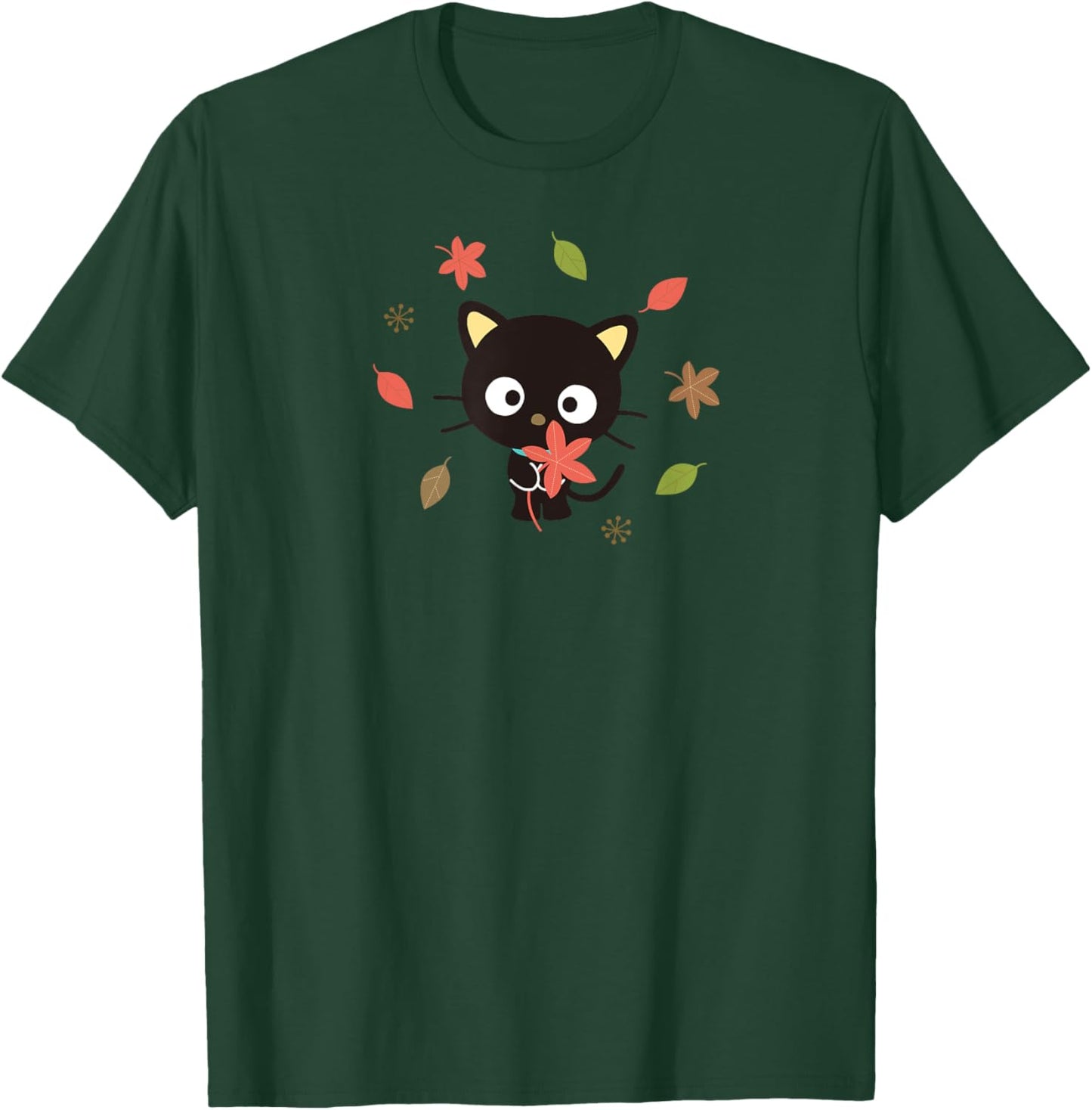 SANRIO Chococat Fall Themed Cartoon , -Adults, Grey, Small, Short Sleeve T-Shirt - T-Shirt | Forest