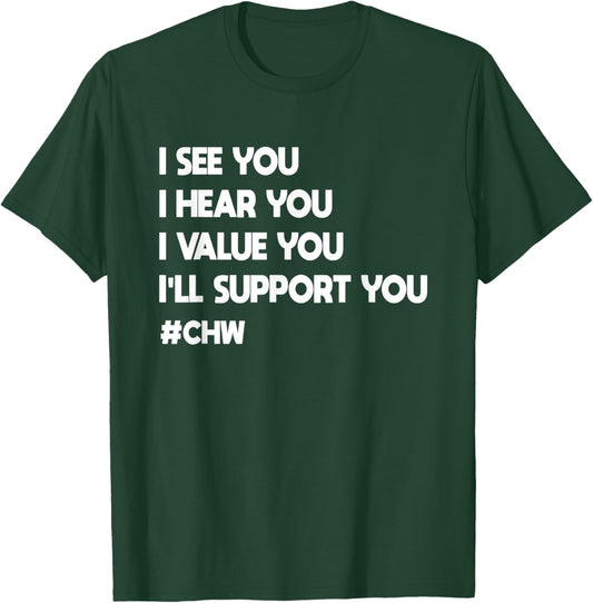Community Health Worker -Adults Black Small CHW T-Shirt - T-Shirt | Forest