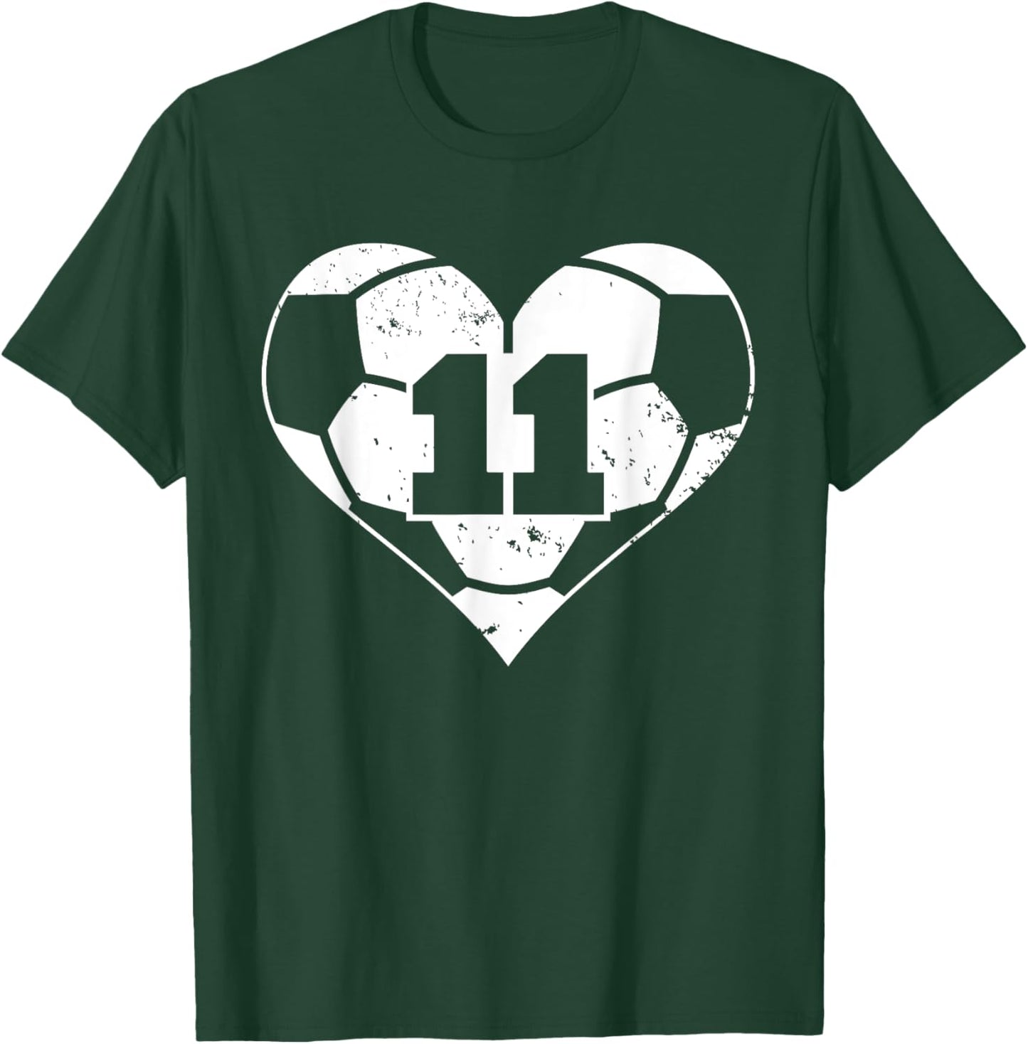 Soccer Number 11 Jersey Funny Soccer Heart Game Day T-Shirt - T-Shirt | Forest