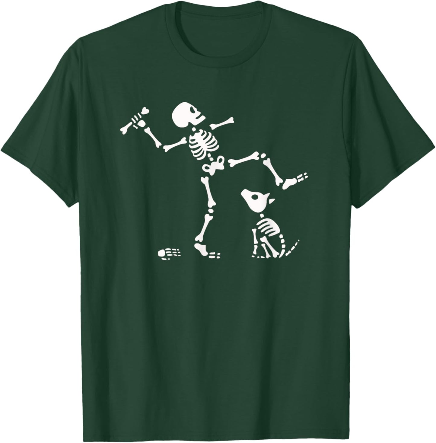 Halloween Dog, Funny Skeleton, Skeleton Chasing Dog T-Shirt - T-Shirt | Forest