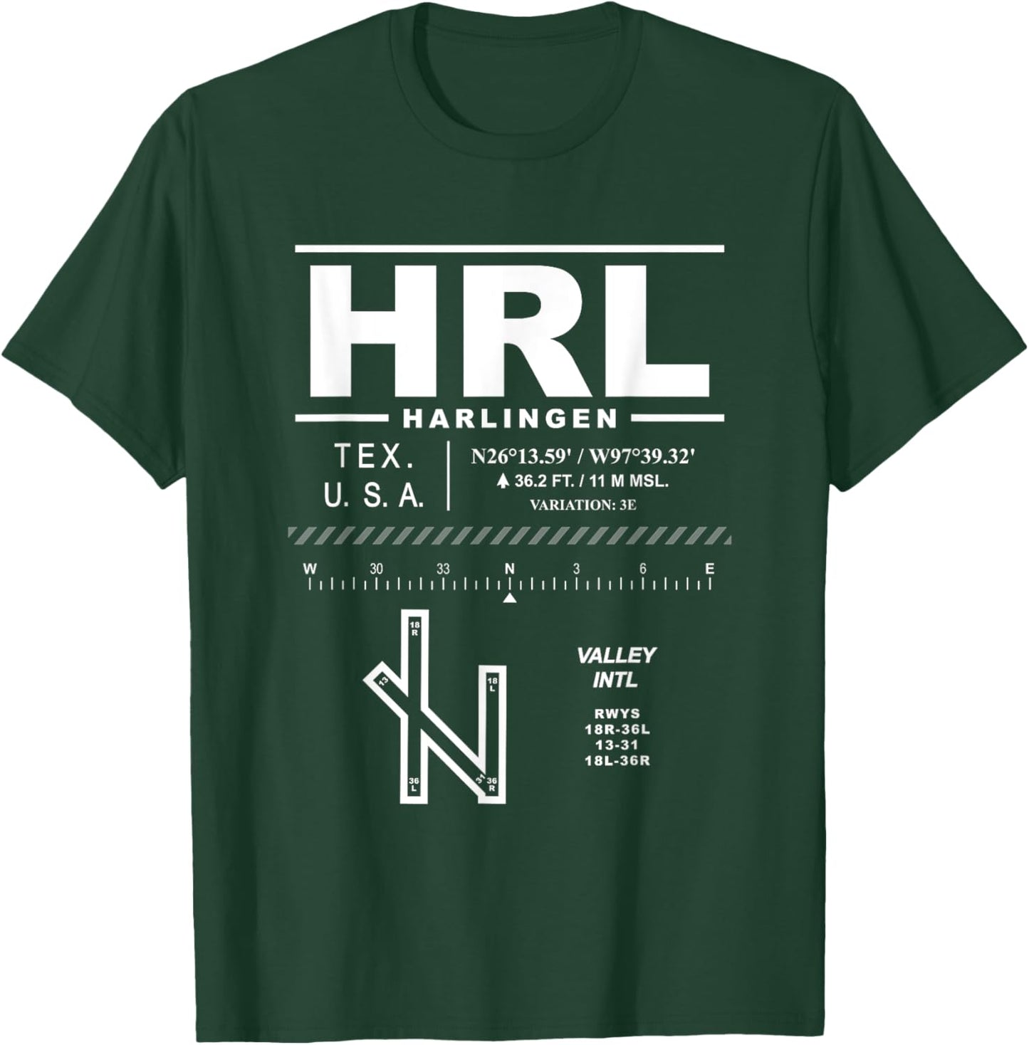 Valley International Airport Harlingen Texas HRL T-Shirt - T-Shirt | Forest