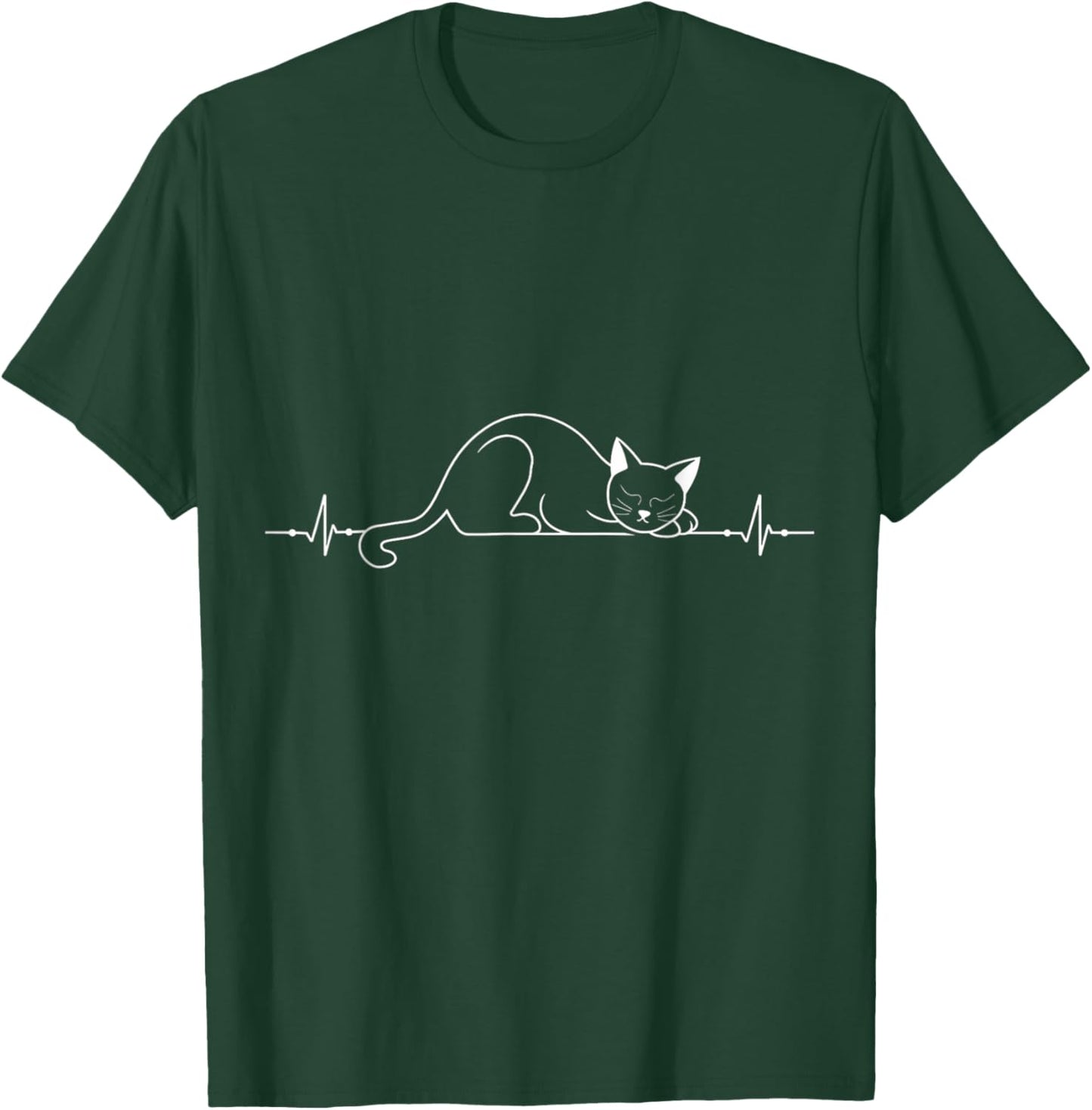 Cat Heartbeat Love Cats Women's Girls Cat Lover T-Shirt - T-Shirt | Forest
