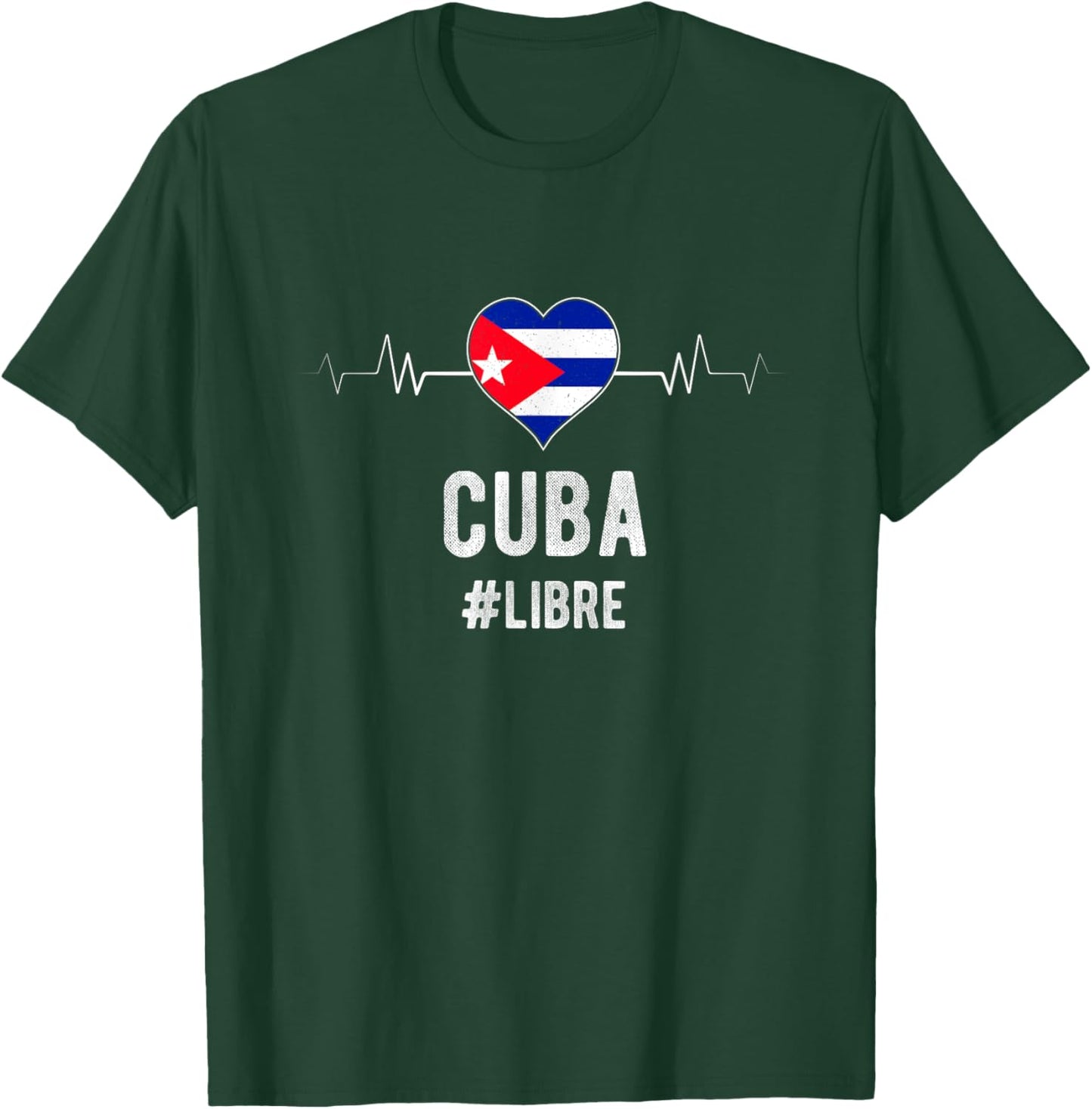 Cuba #LIBRE Cuba Libre Heart Flag Cuban National Heritage T-Shirt - T-Shirt | Forest