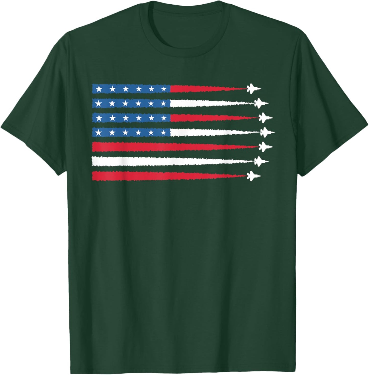 USA American Flag Men Women Kids Fighter Jets Patriotic T-Shirt - T-Shirt | Forest