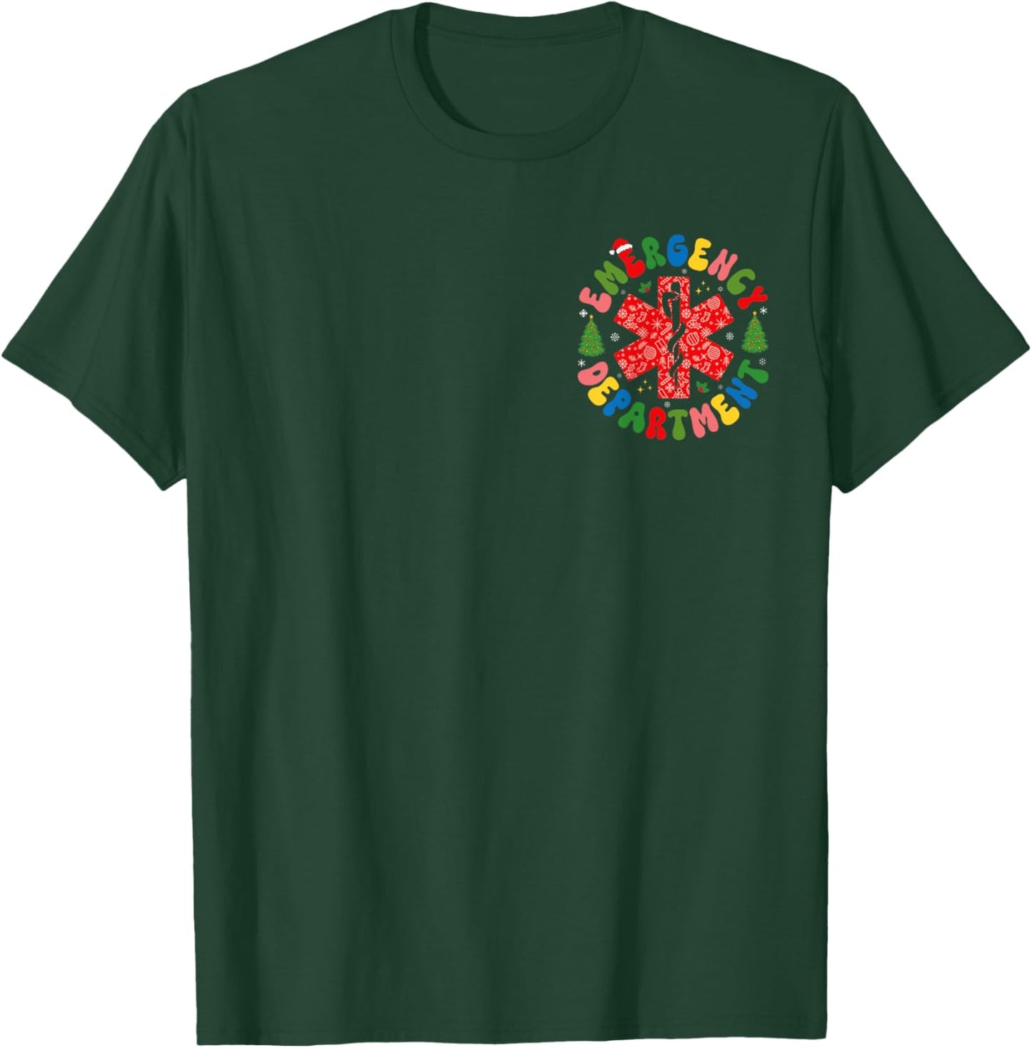Emergency Department Christmas Emergency Room ER Nurse T-Shirt - T-Shirt | Forest