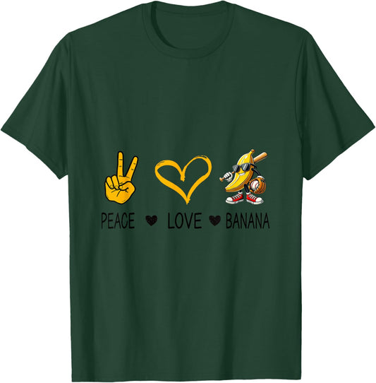 Peace Love Banana Funny Banana For Fruit Lover Vegan T-Shirt - T-Shirt | Forest