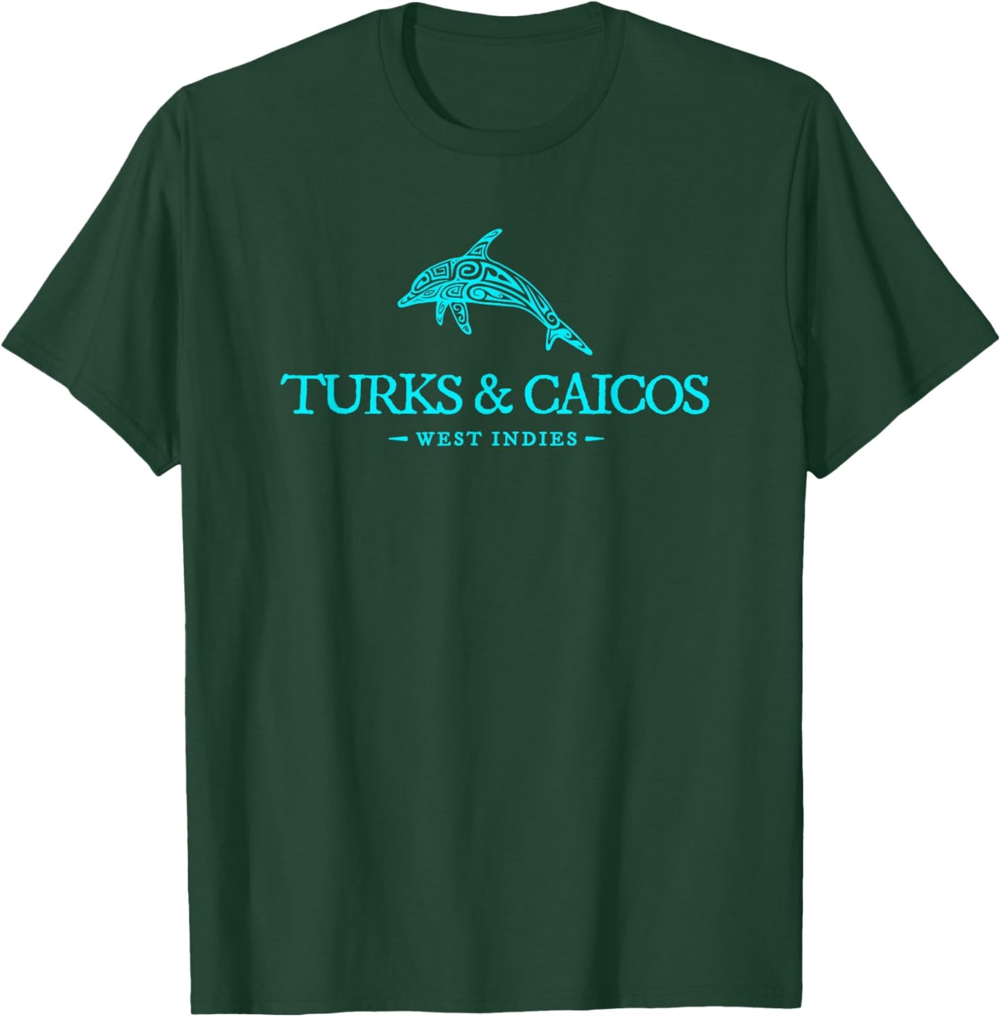 Turks and Caicos Islands Dolphin Colorful Cruise Souvenir T-Shirt - T-Shirt | Forest