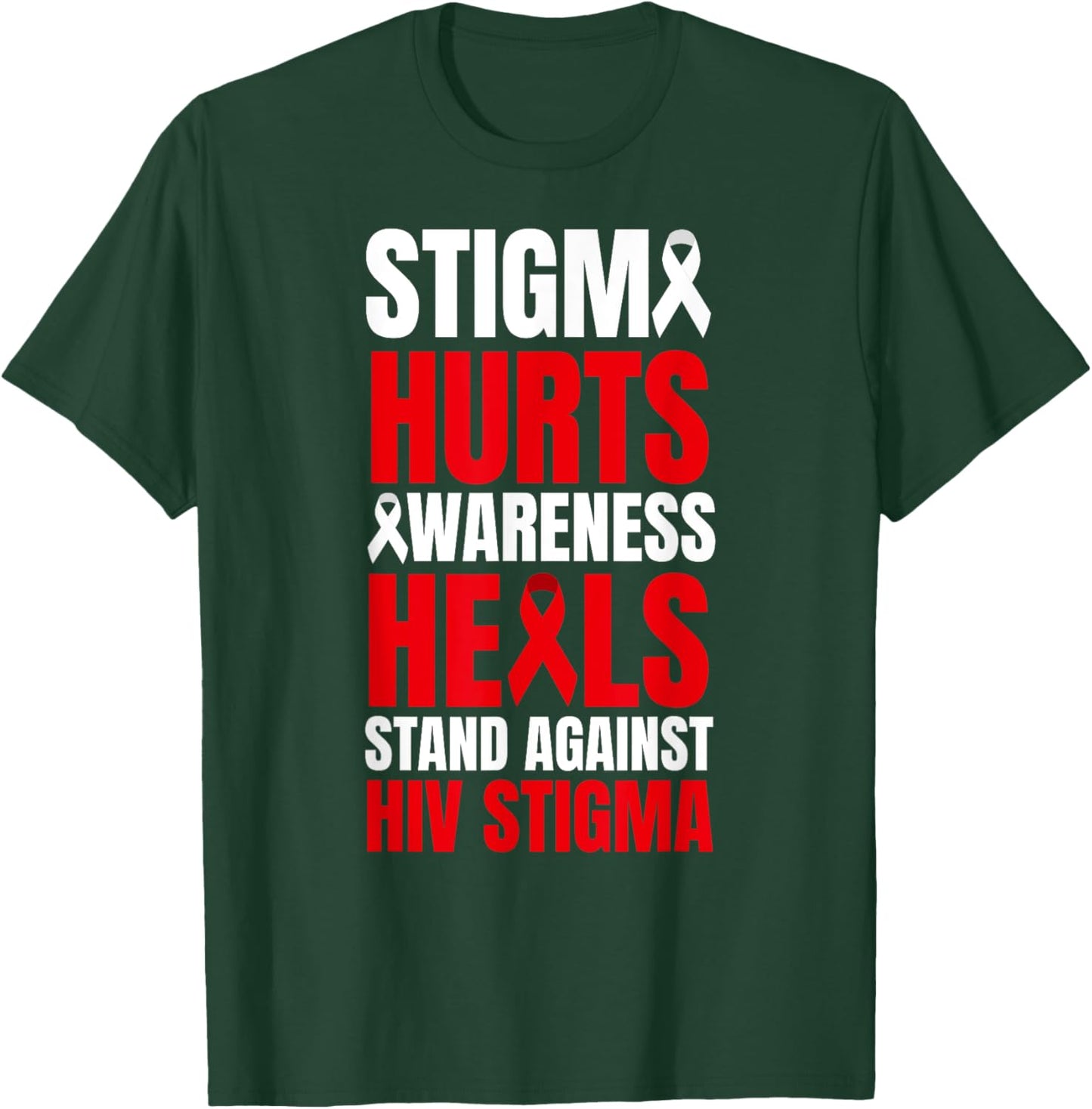 HIV Awareness Red Ribbon World AIDS Day Fighters T-Shirt - T-Shirt | Forest
