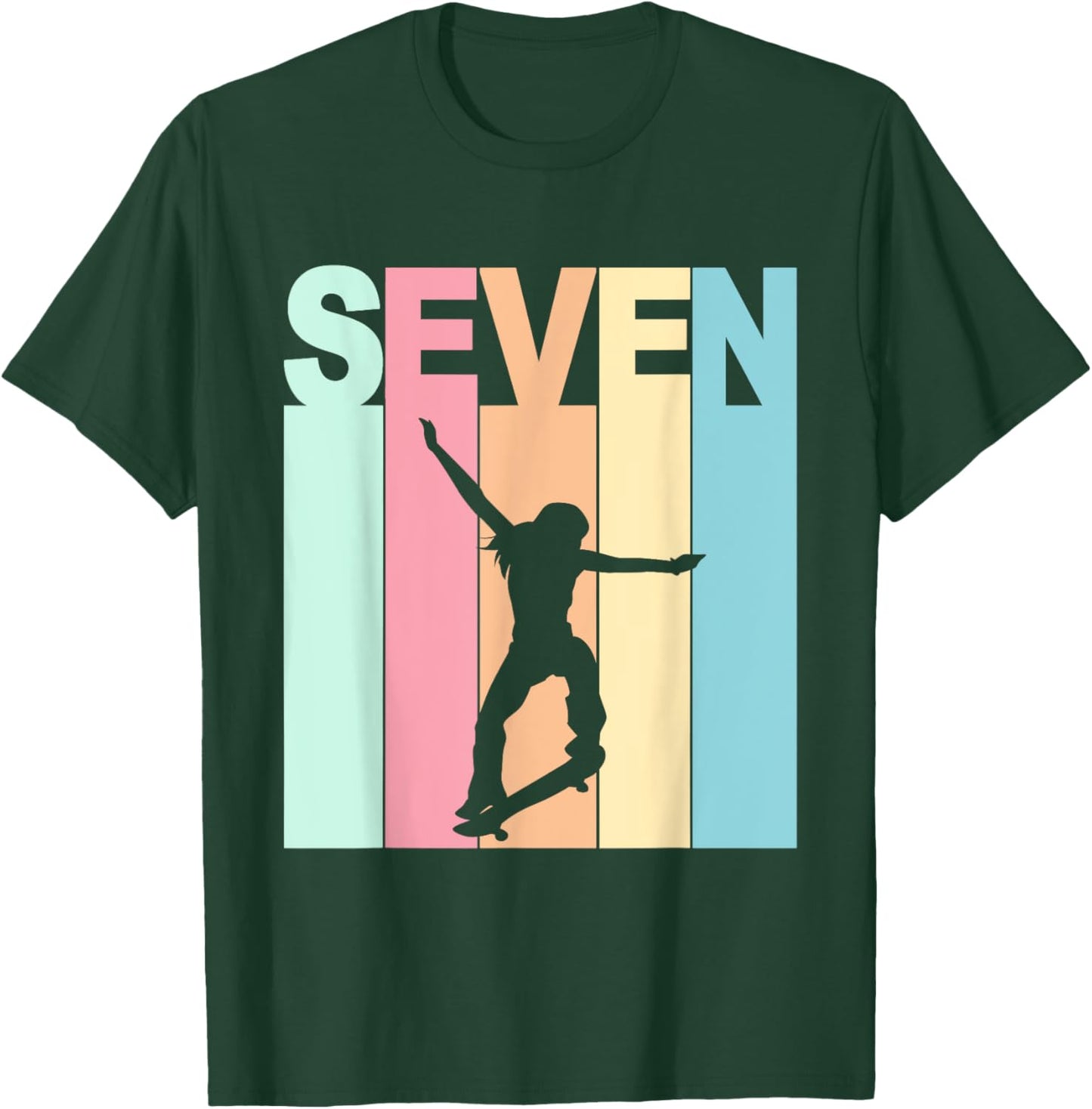 Vintage 7th Birthday Skateboard Theme 7 Years Old Skater T-Shirt - T-Shirt | Forest