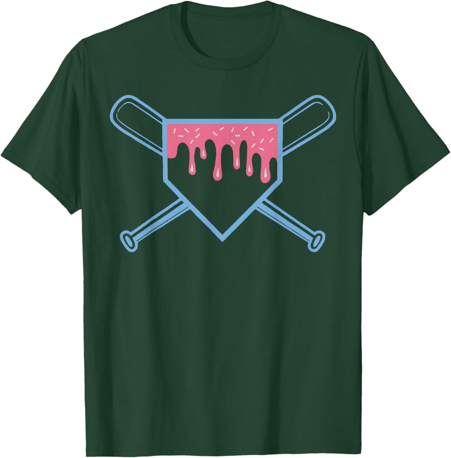 Baseball Home Plate Ice Cream Drip with Sprinkles for Boys T-Shirt - T-Shirt | Forest
