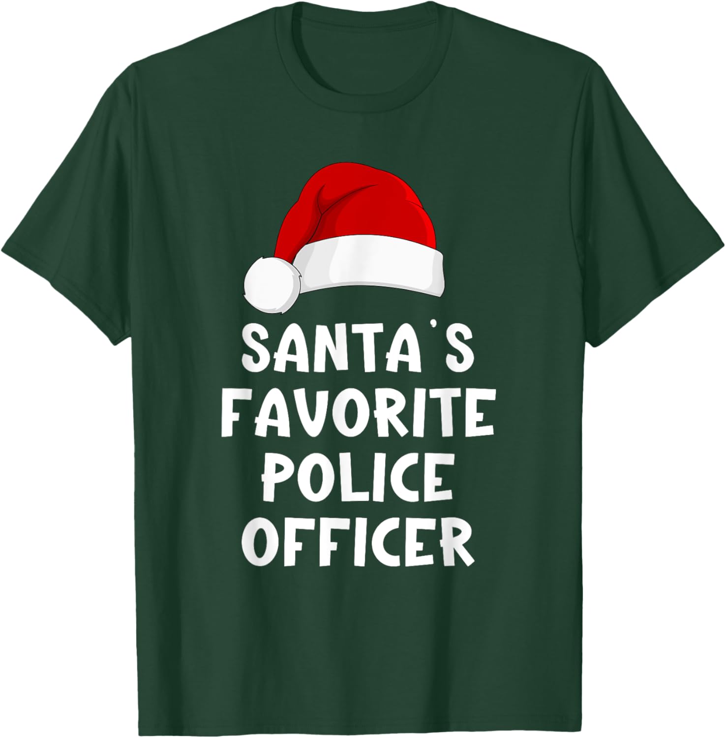 Christmas Santa's Favorite Police Officer Funny Pajama Cop T-Shirt - T-Shirt | Forest