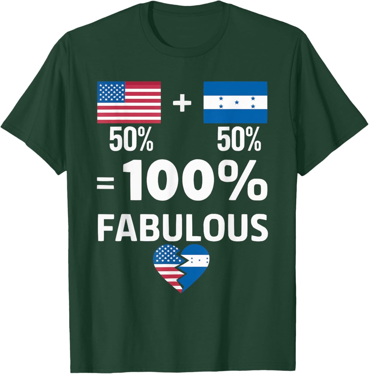Half American Half Honduran USA Flag Honduras America T-Shirt - T-Shirt | Forest
