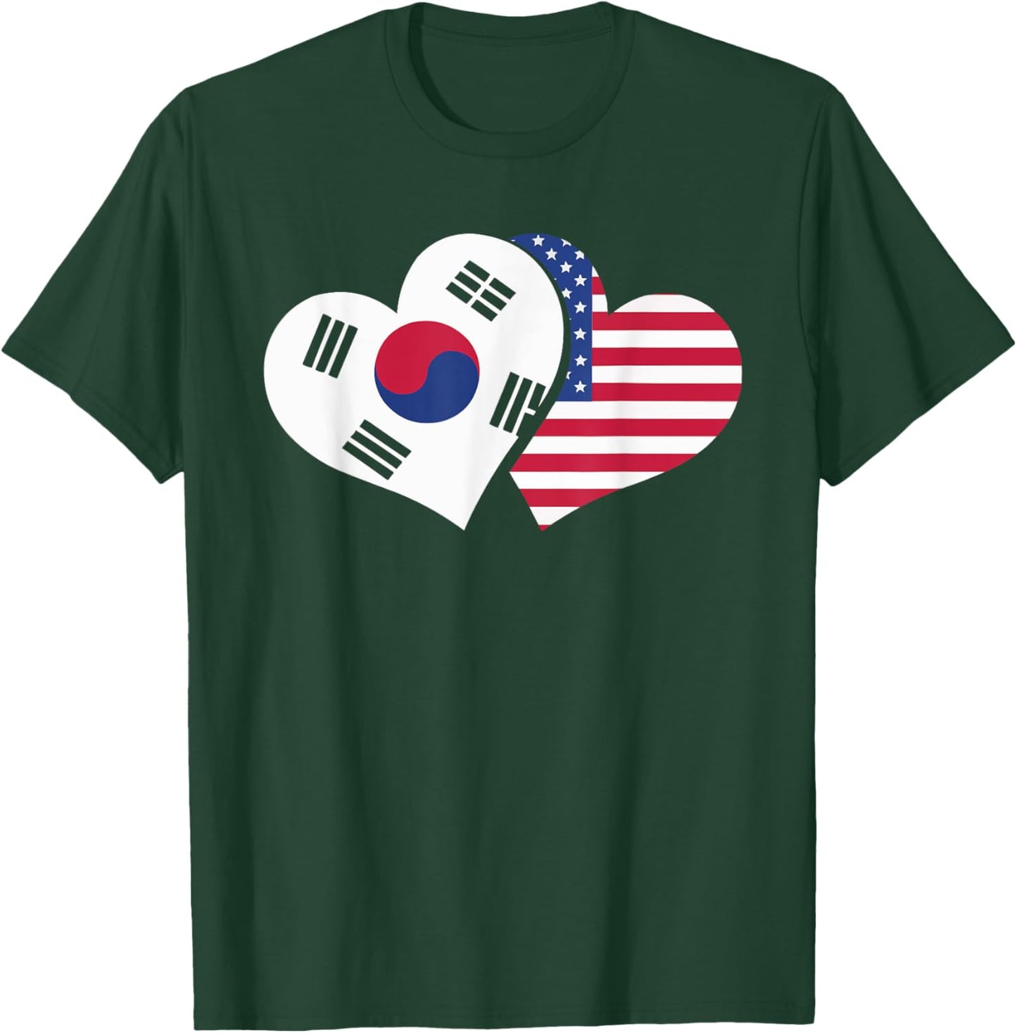 Half American Half Korean USA Flag South Korea America T-Shirt - T-Shirt | Forest