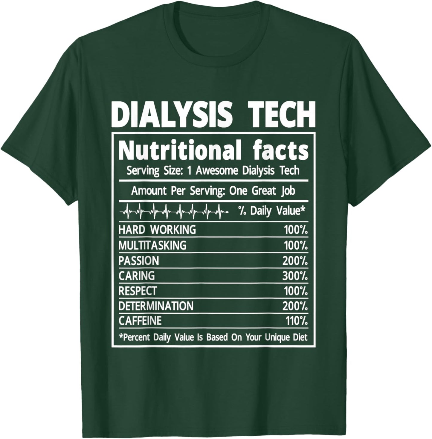 Nephrology Dialysis Tech Nutritional Facts T-Shirt - T-Shirt | Forest