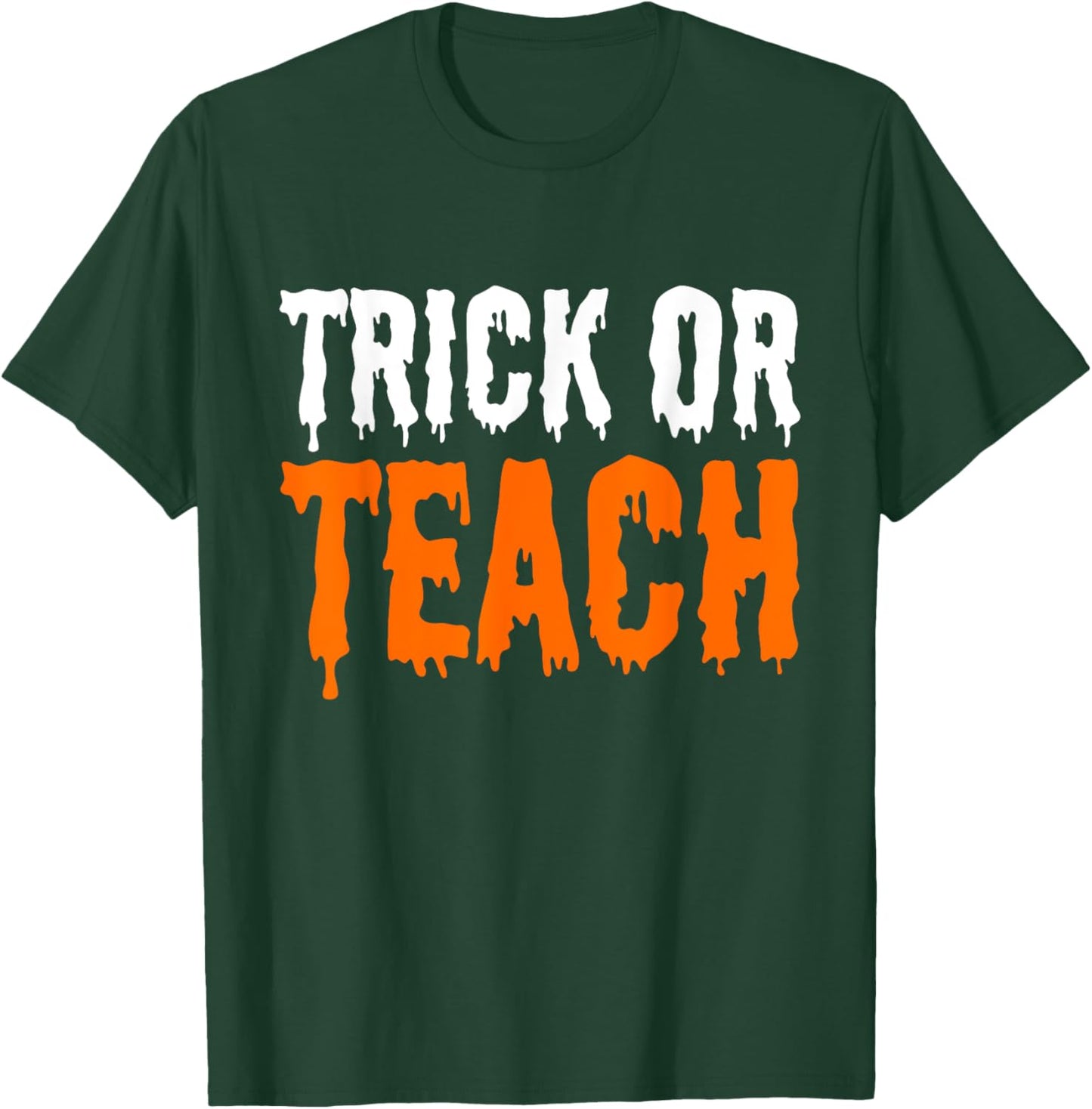 Trick Or Teach Groovy Teacher Halloween Retro Ghost T-Shirt - T-Shirt | Forest