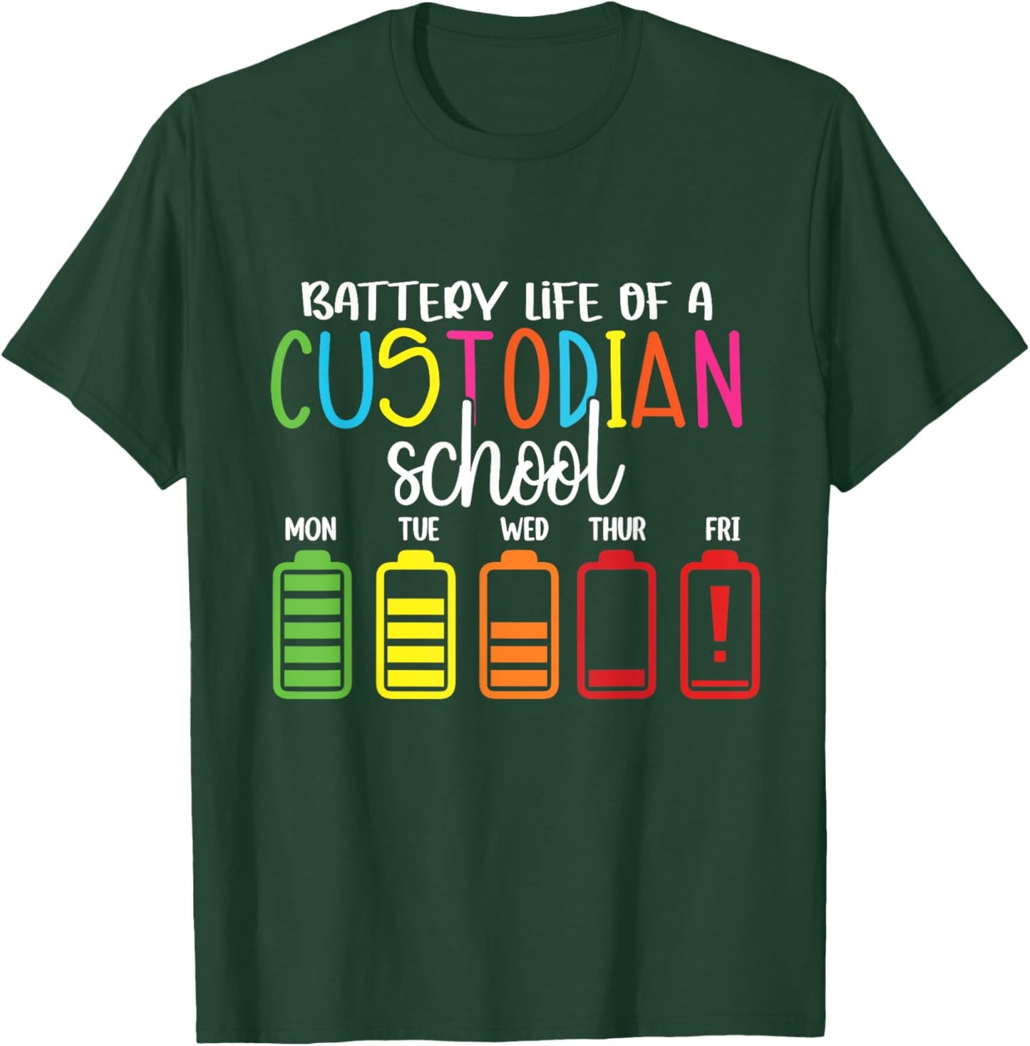 School Janitor, School Custodian Battery Life Back to School T-Shirt - T-Shirt | Forest
