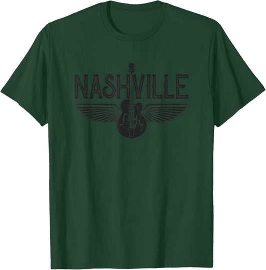 Retro Nashville Tennessee Music City Vintage Guitar Souvenir T-Shirt - T-Shirt | Forest