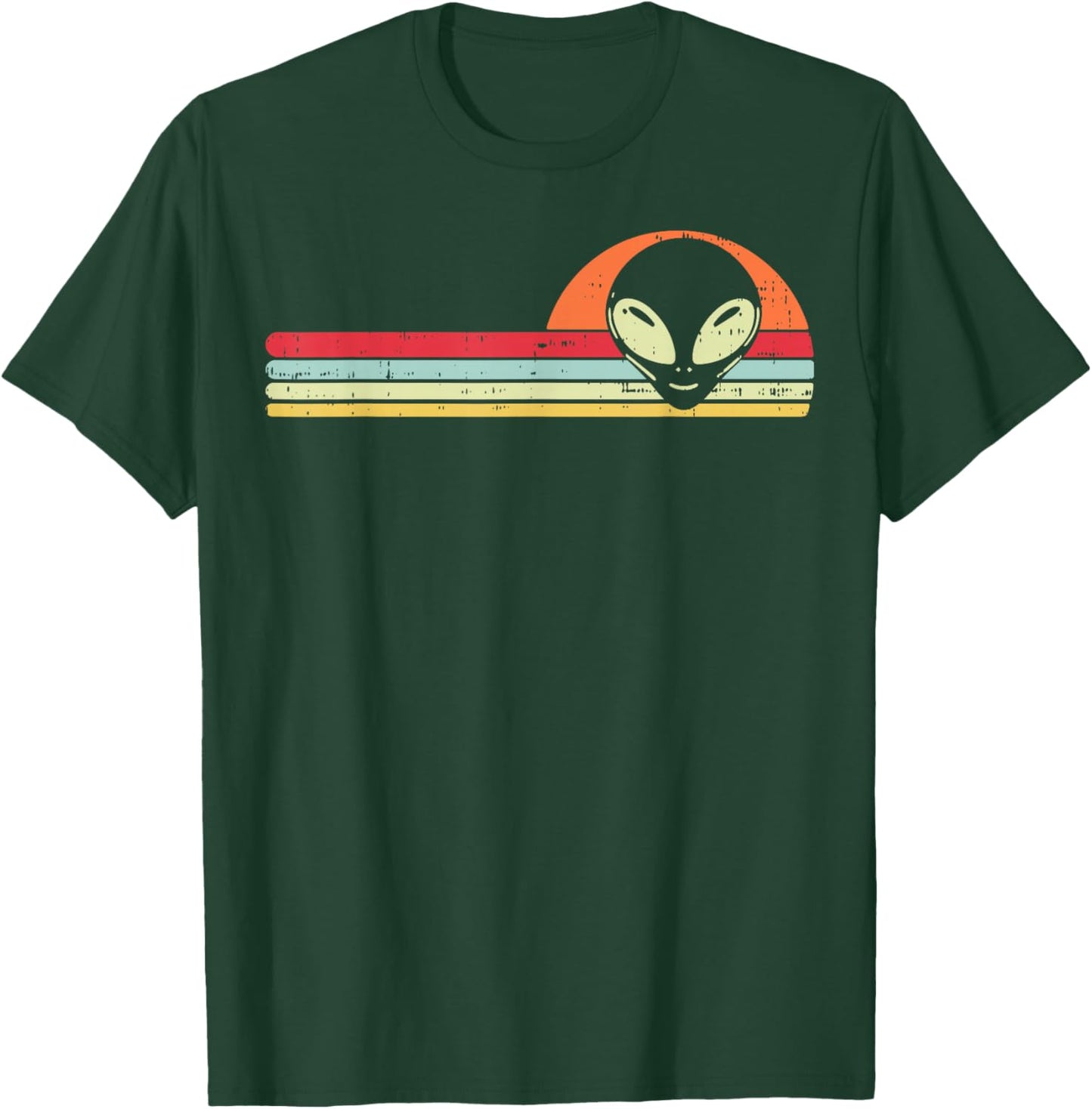 Alien Face Chest Sunset Retro Extraterrestrial Men Women Kid T-Shirt - T-Shirt | Forest