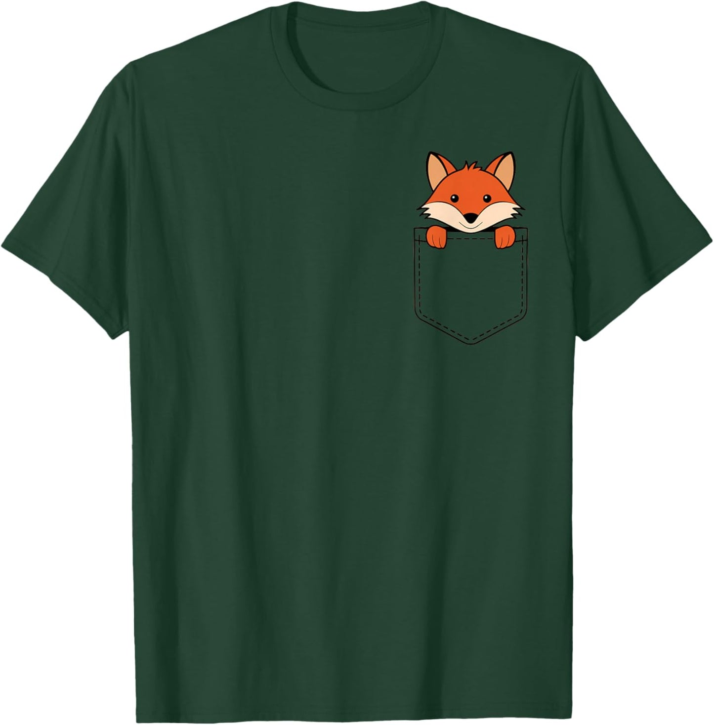 Boys Girls Toddler Cute Zoo Animal Baby Fox Peeking Pocket T-Shirt - T-Shirt | Forest