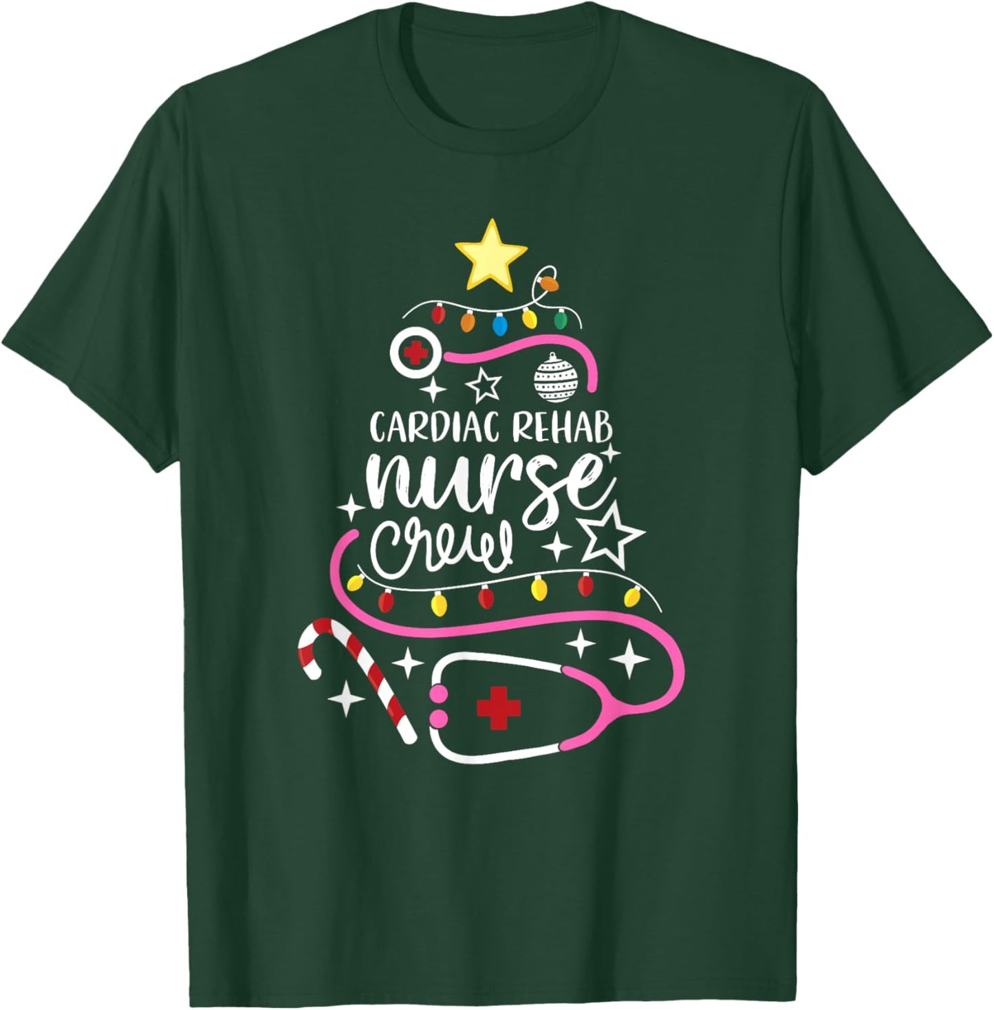 Cardiac Rehab Nurse Crew Merry Christmas Cardiology Nursing T-Shirt - T-Shirt | Forest