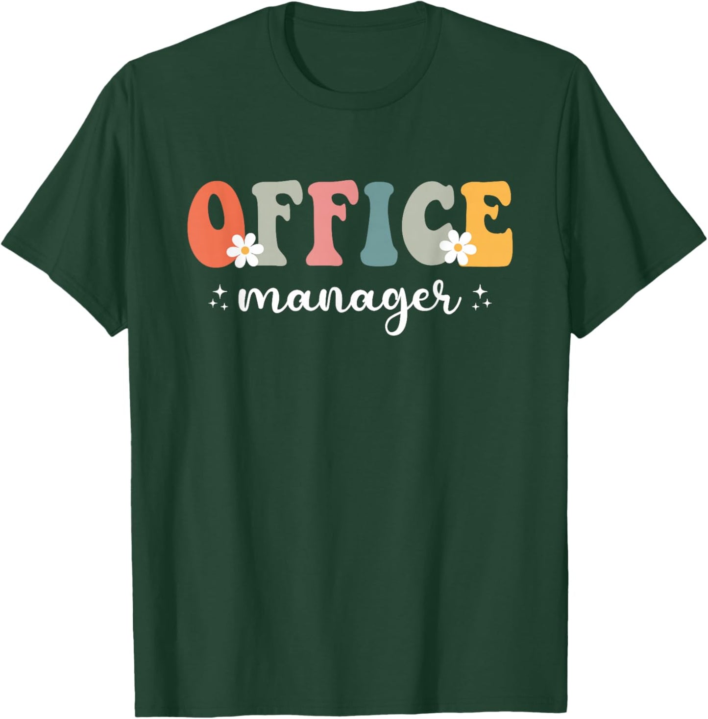 Office Manager Appreciation Retro Groovy Men T-Shirt - T-Shirt | Forest