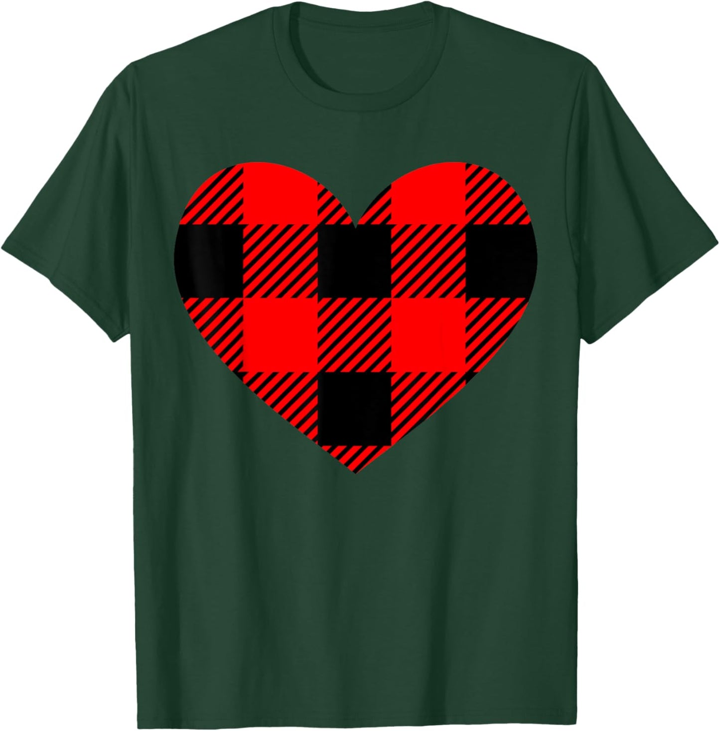 Red Buffalo Plaid Heart Funny Lumberjack Valentine T-Shirt - T-Shirt | Forest