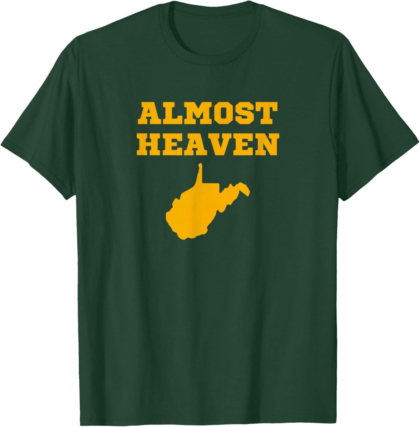 West Virginia Almost Heaven Adults Kids Blue Modern Letter Print Short Sleeve T-Shirt - T-Shirt | Forest
