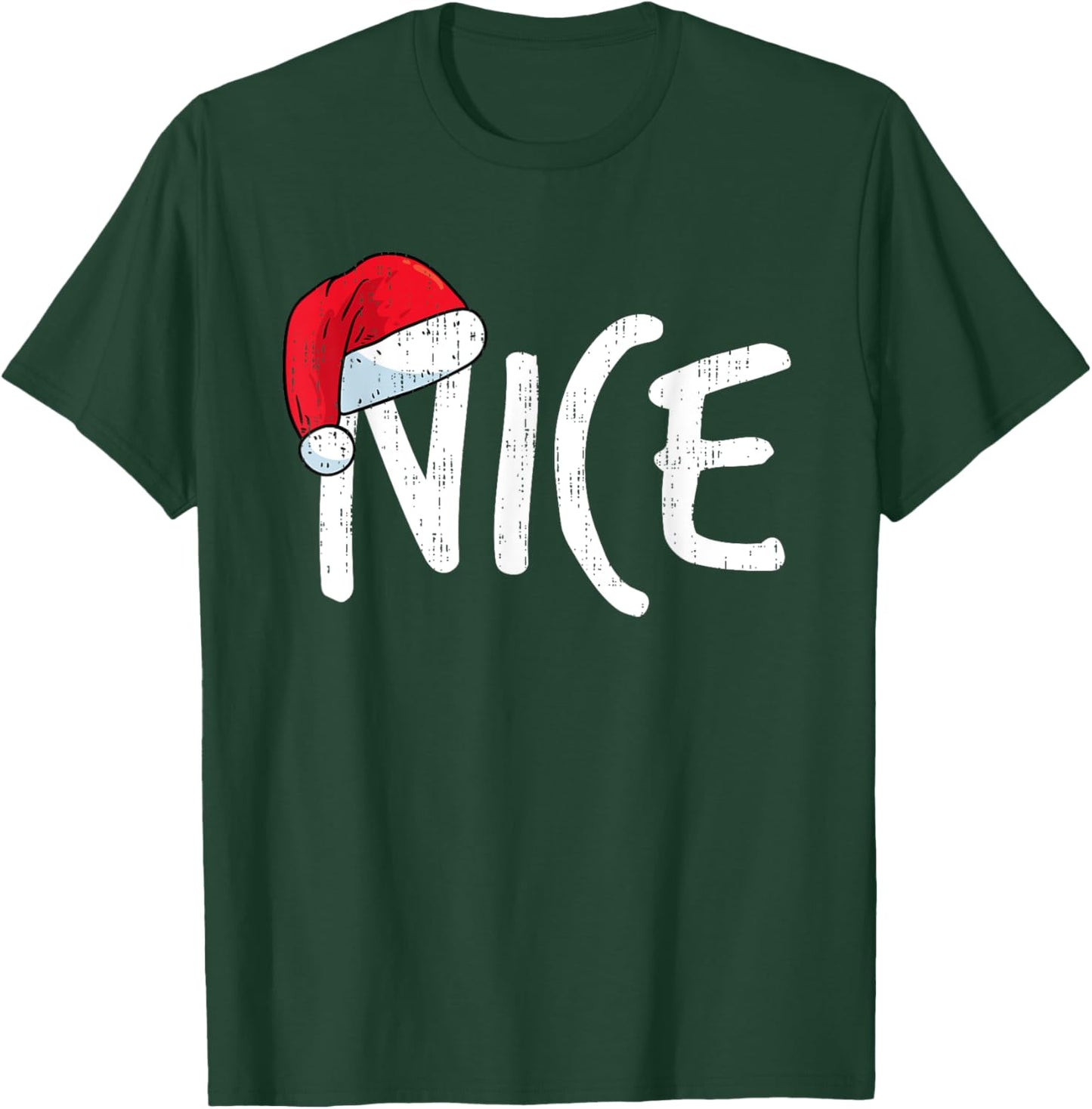 Team Naughty Nice Funny Matching Christmas Couples Costume T-Shirt - T-Shirt | Forest