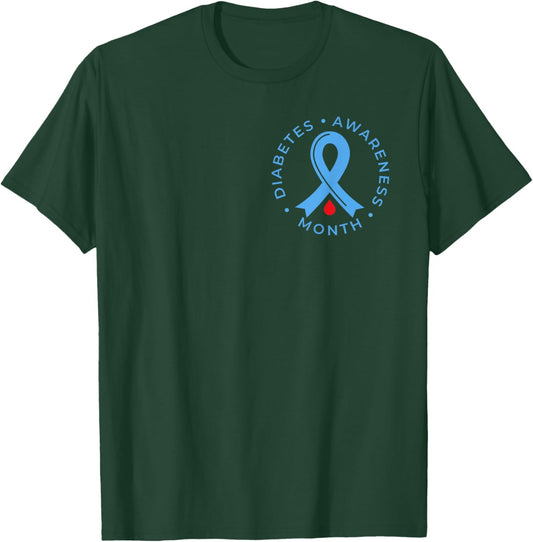 Diabetes Awareness Month Diabetic Blue Love Ribbon T1D T2D T-Shirt - T-Shirt | Forest