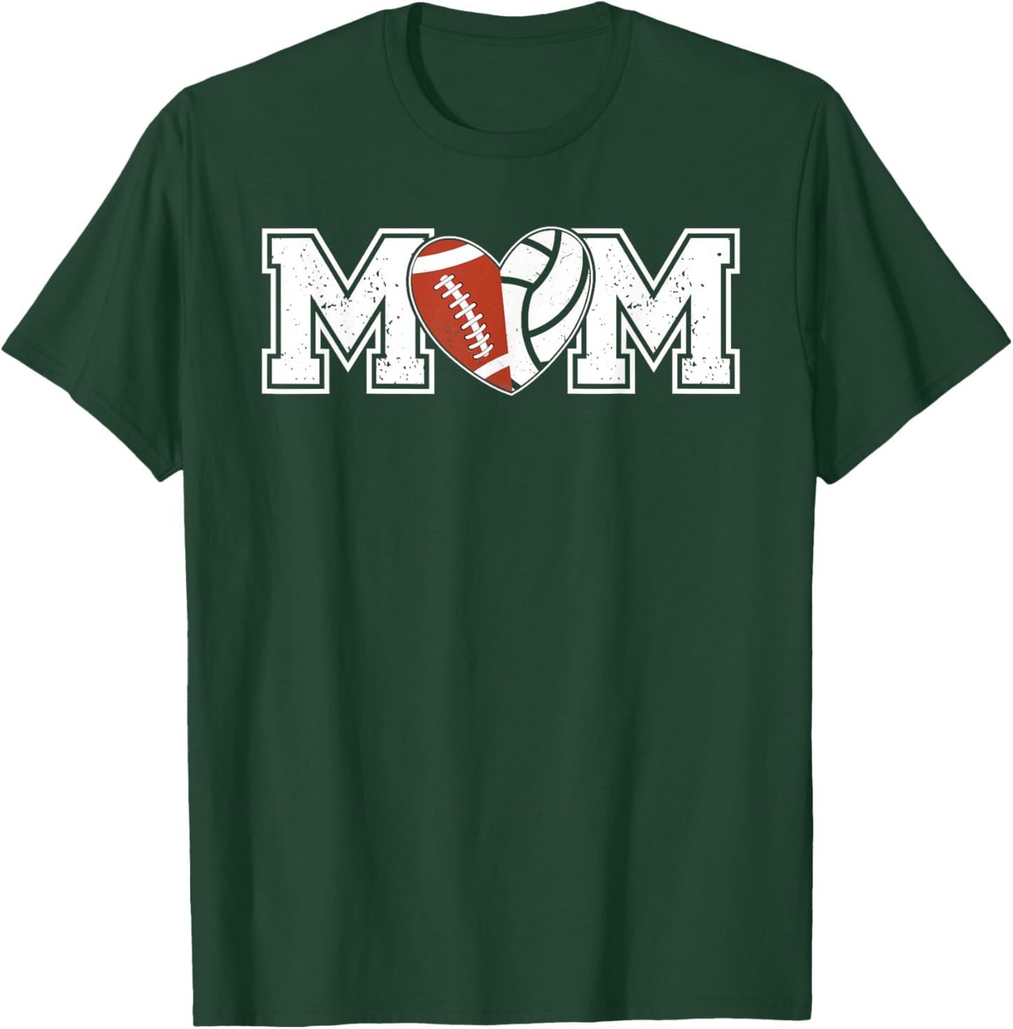 Volleyball Football Mom Of Football Volleyball Player T-Shirt - T-Shirt | Forest