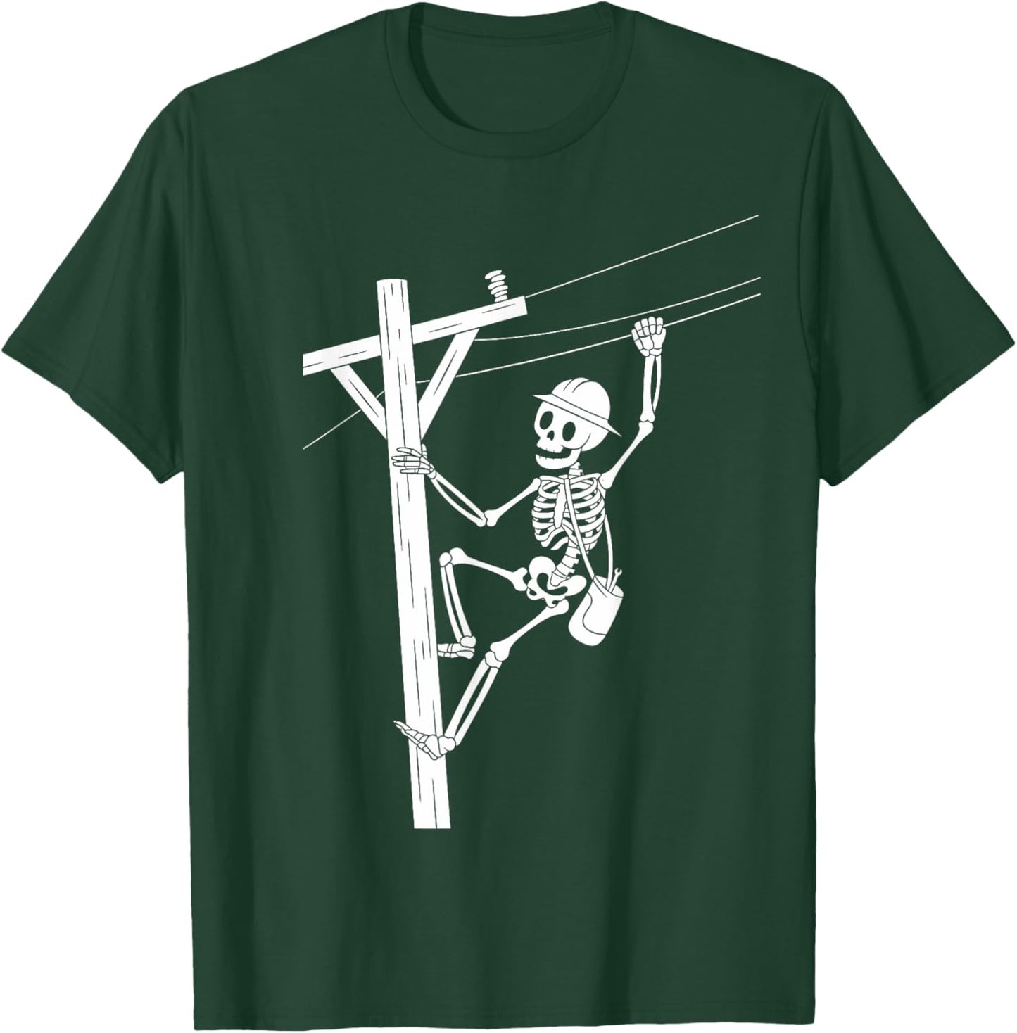 Funny Skeleton Electric Cable Lineman Spooky Halloween T-Shirt - T-Shirt | Forest