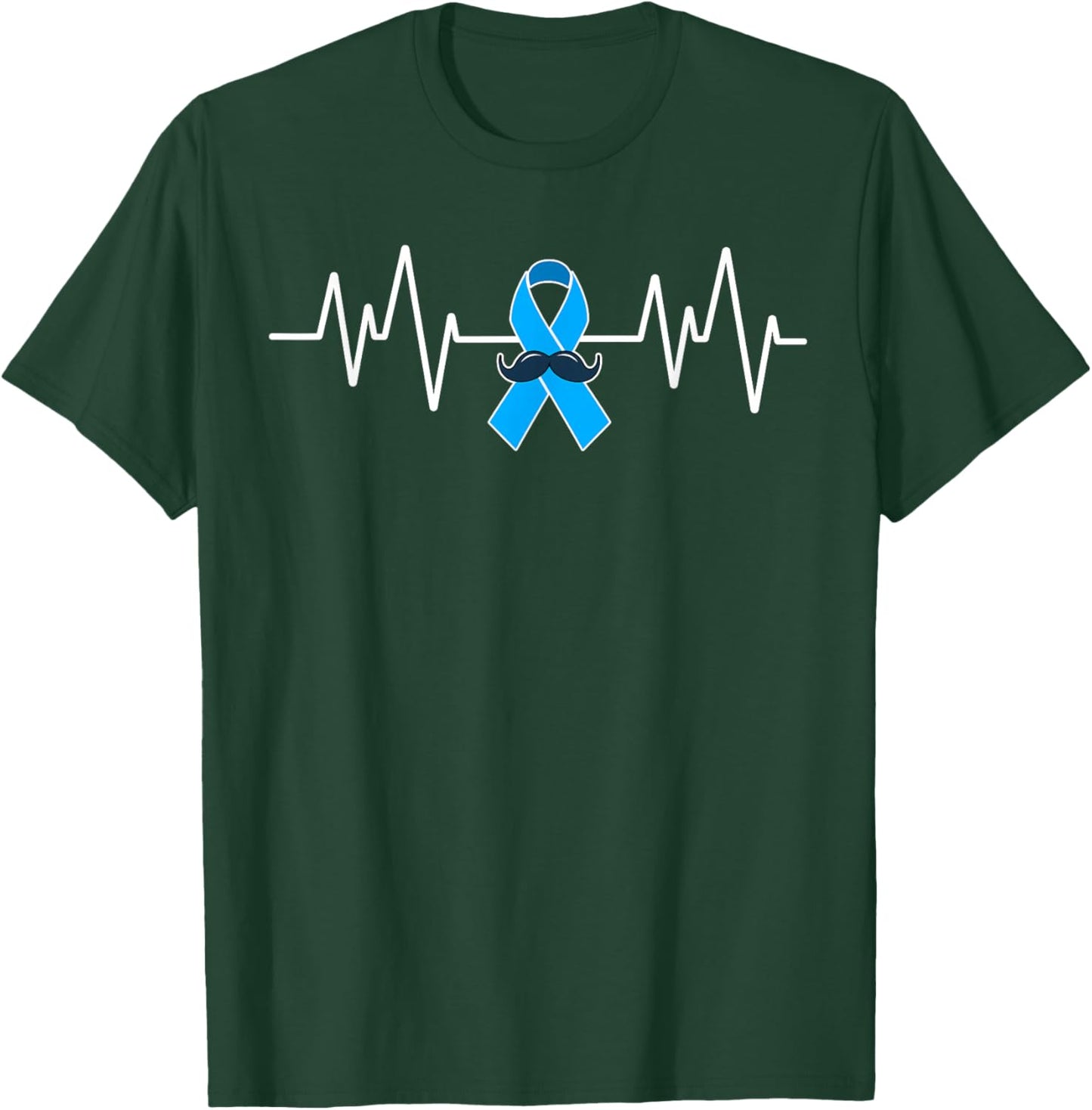Heartbeat Light Blue Ribbon Prostate Cancer Awareness T-Shirt - T-Shirt | Forest