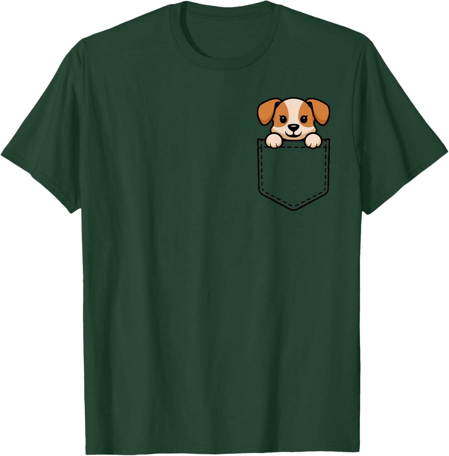 Boys Girls Toddler Cute Zoo Animal Puppy in Pocket for Kids T-Shirt - T-Shirt | Forest