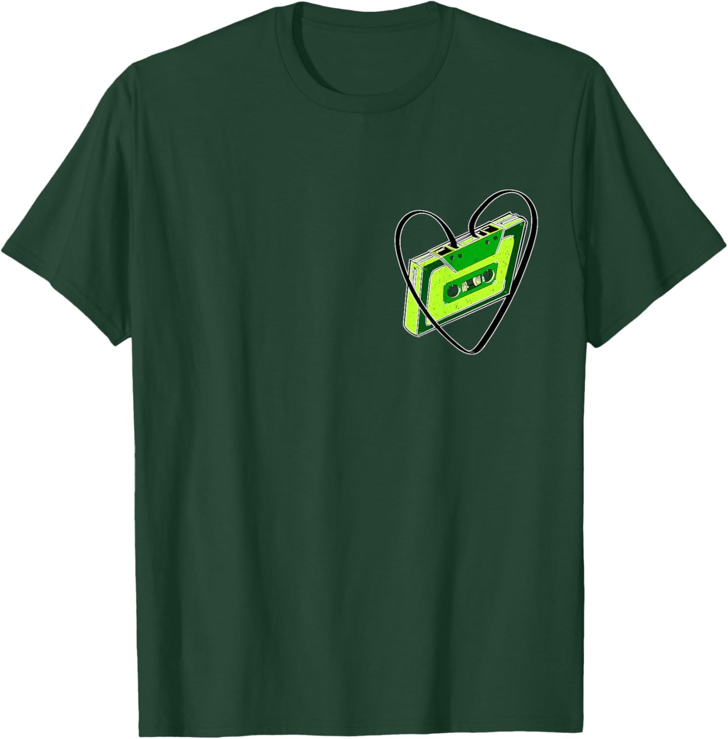 Green Cassette Old School Love Green Color Graphic T-Shirt - T-Shirt | Forest