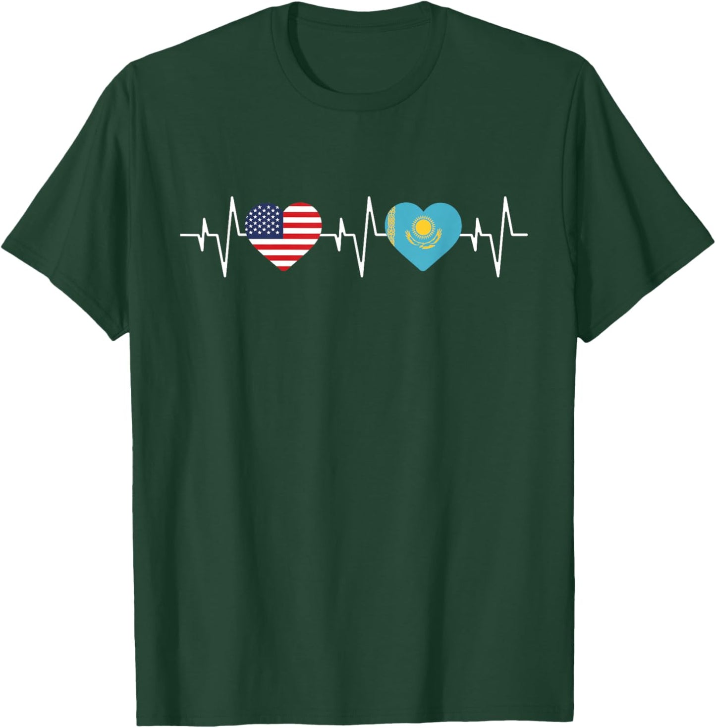 Kazakh heritage USA Kazakhstan American Flag Kazakh Flag T-Shirt - T-Shirt | Forest