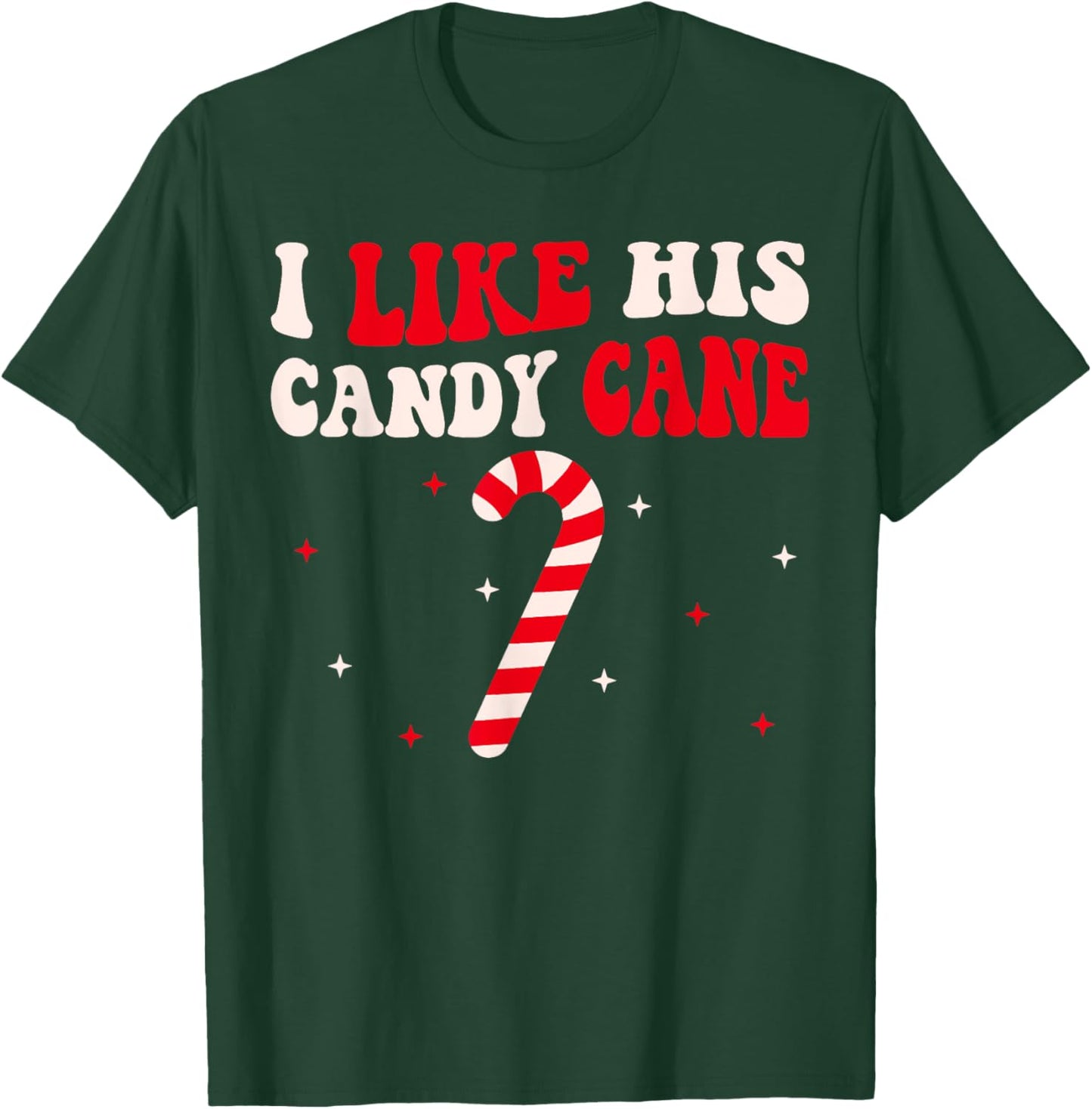Groovy Candy Cane Funny Matching Christmas Couple -Adults Candy Cane Xmas Funny Couples Matching Christmas T-Shirt - T-Shirt | Forest